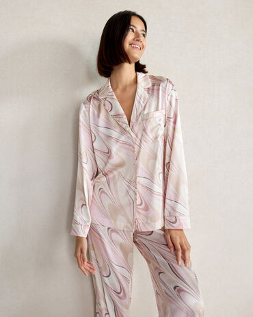 Washable Silk Marbled Pajama Shirt