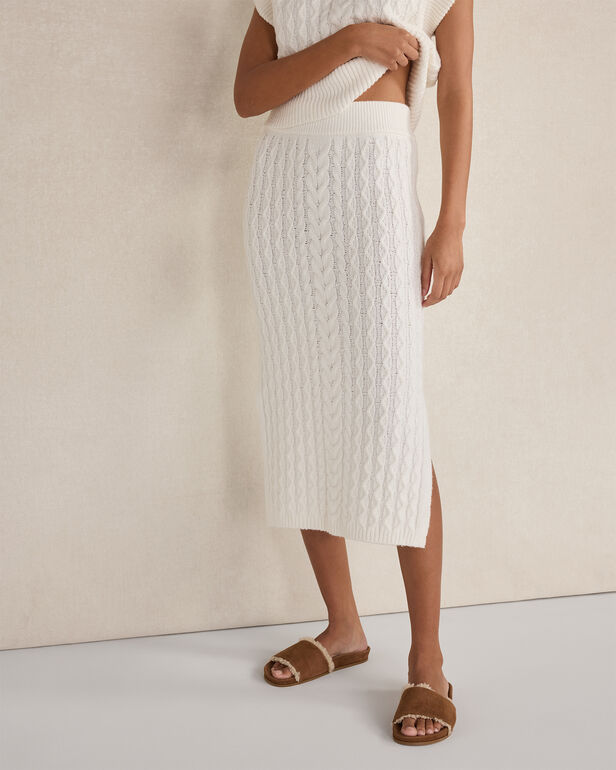 Organic Cotton Blend Cable Midi Skirt