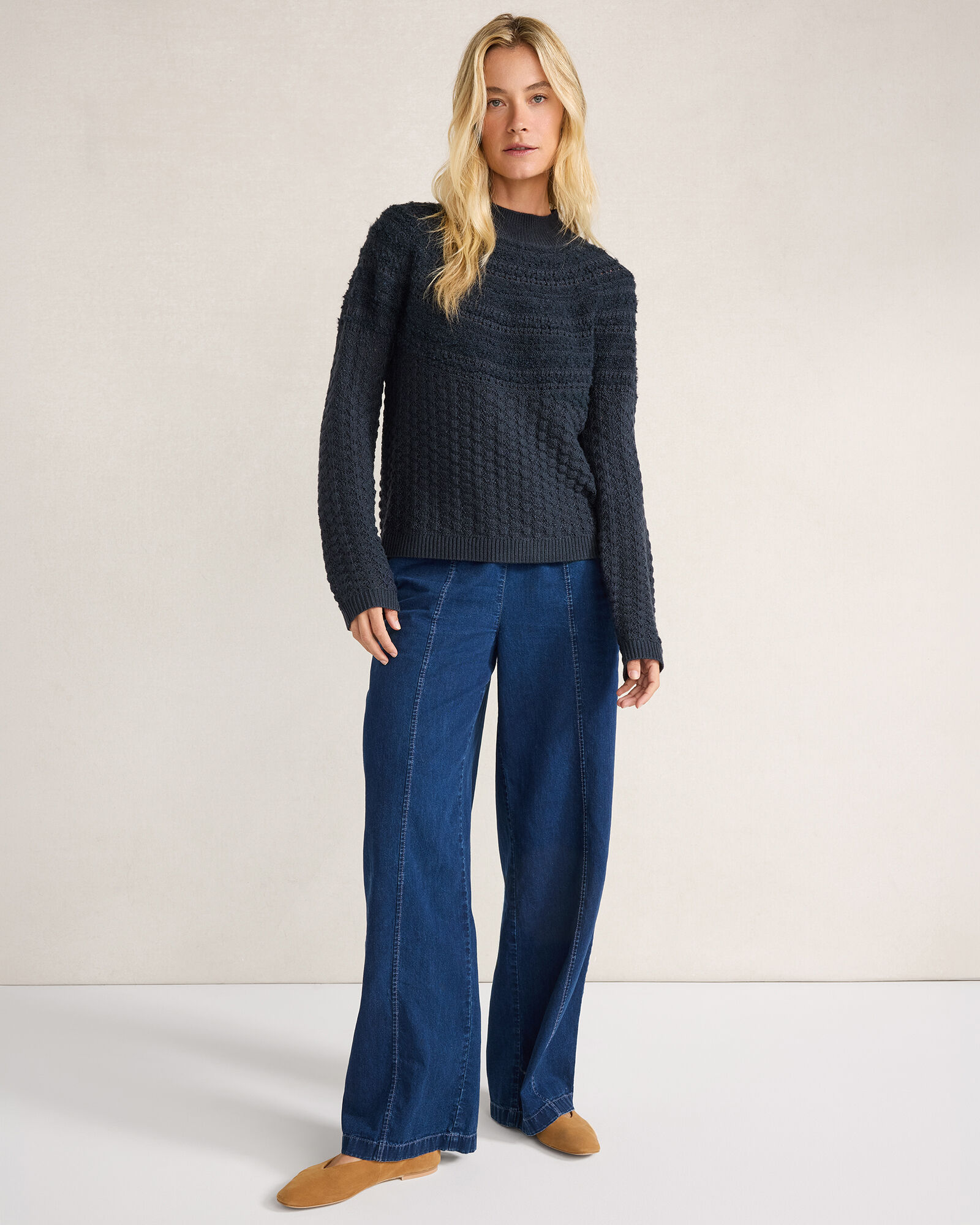 Organic Cotton Denim Barrel Leg Pants