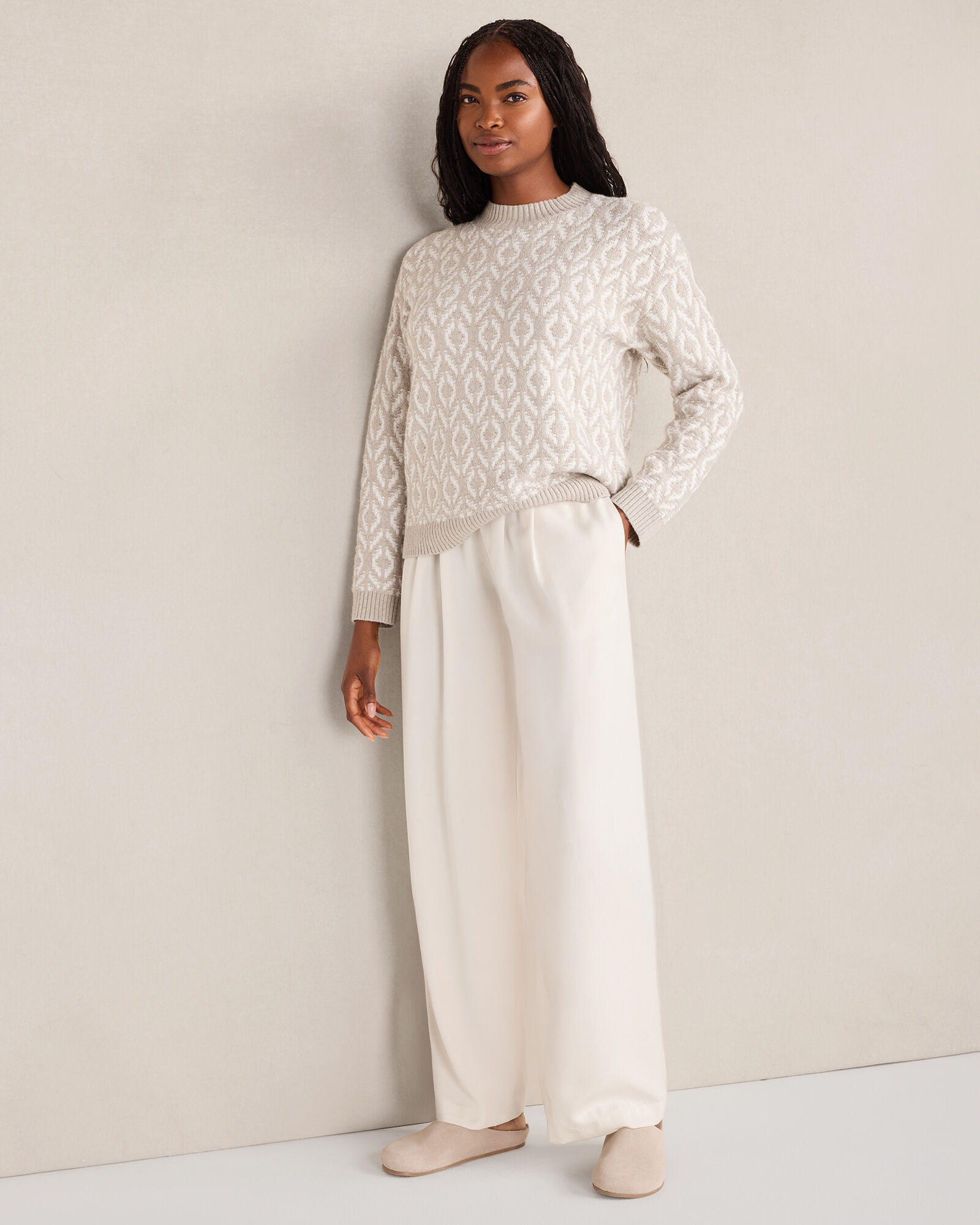Organic Cotton Blend Diamond Stitch Sweater