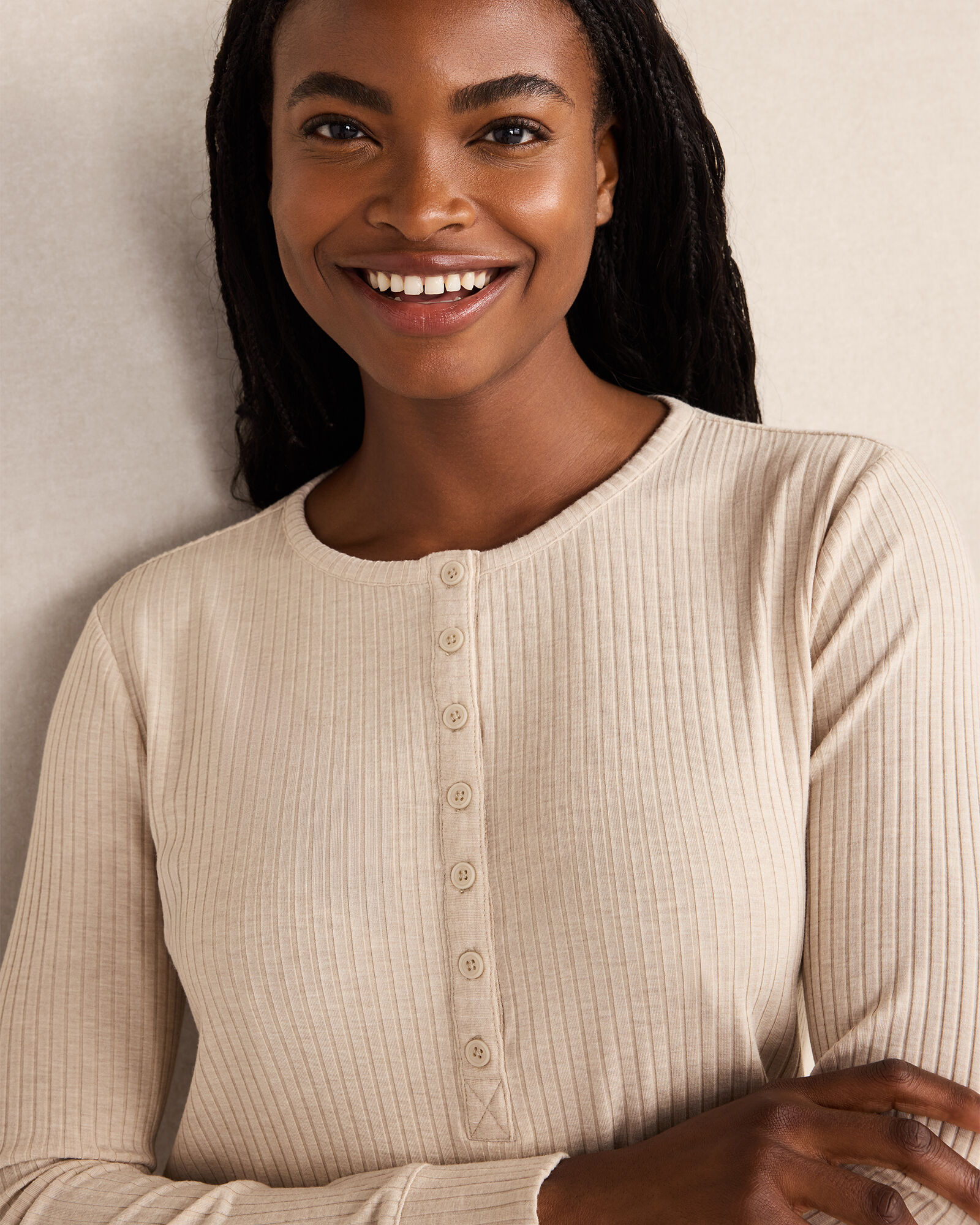Resti Drapey Rib Knit Henley