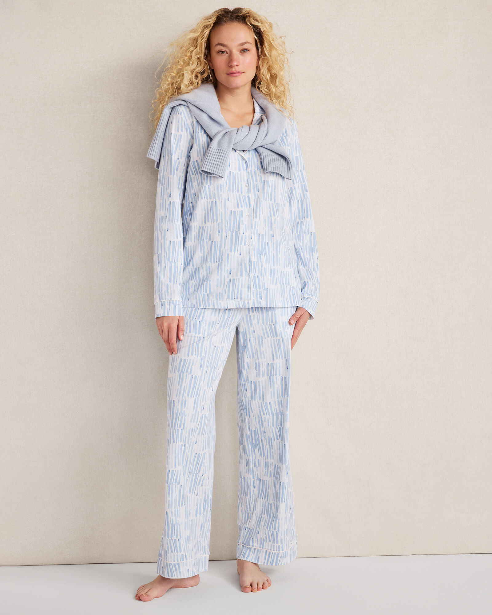 Organic Cotton Jersey Watercolor Wave Pajama Pants