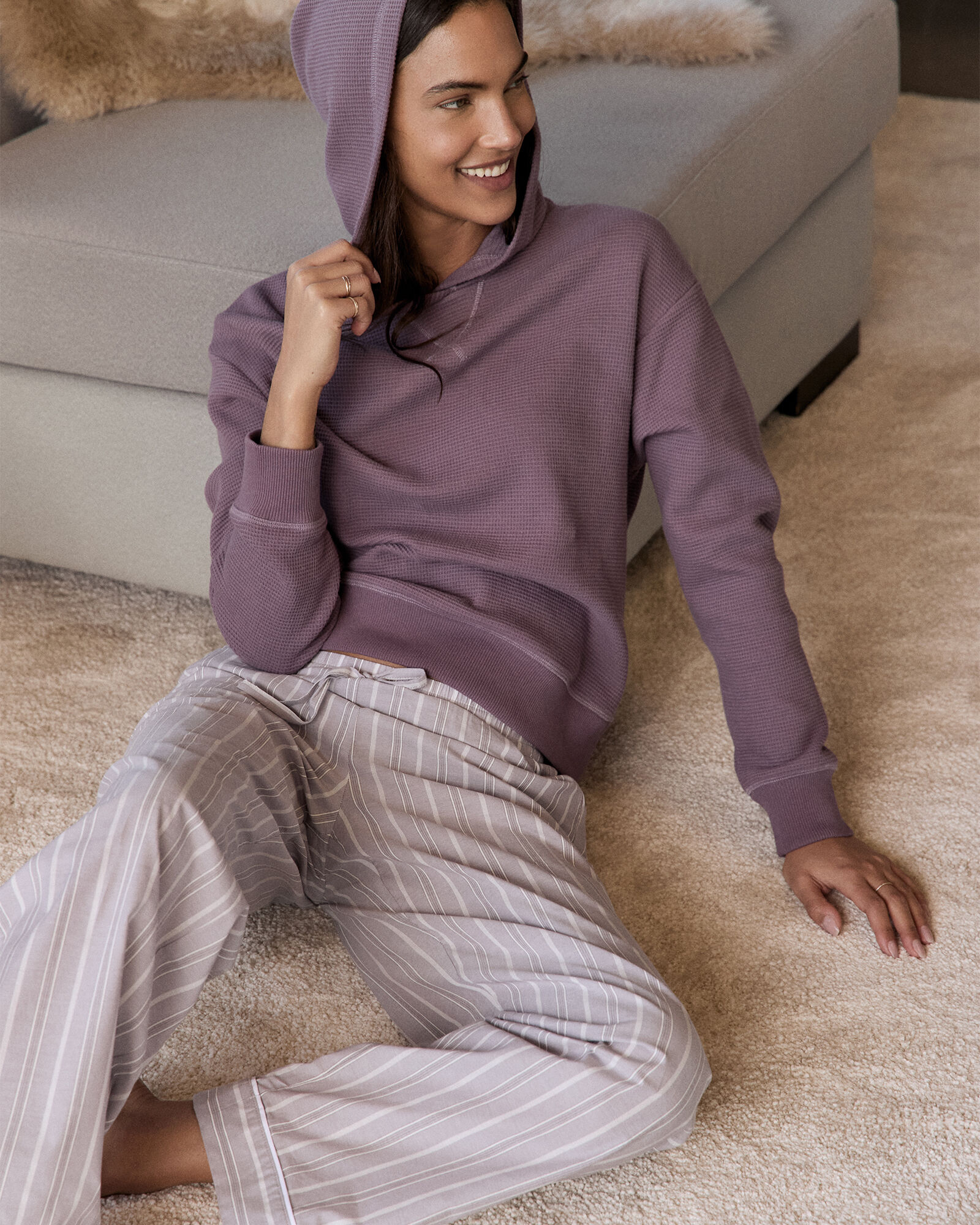 Waffle knit hoodie outlet