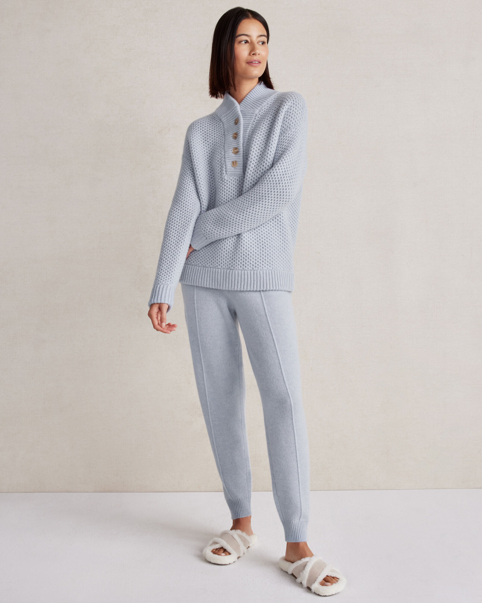 Cashmere Honeycomb Shawl Collar Sweater