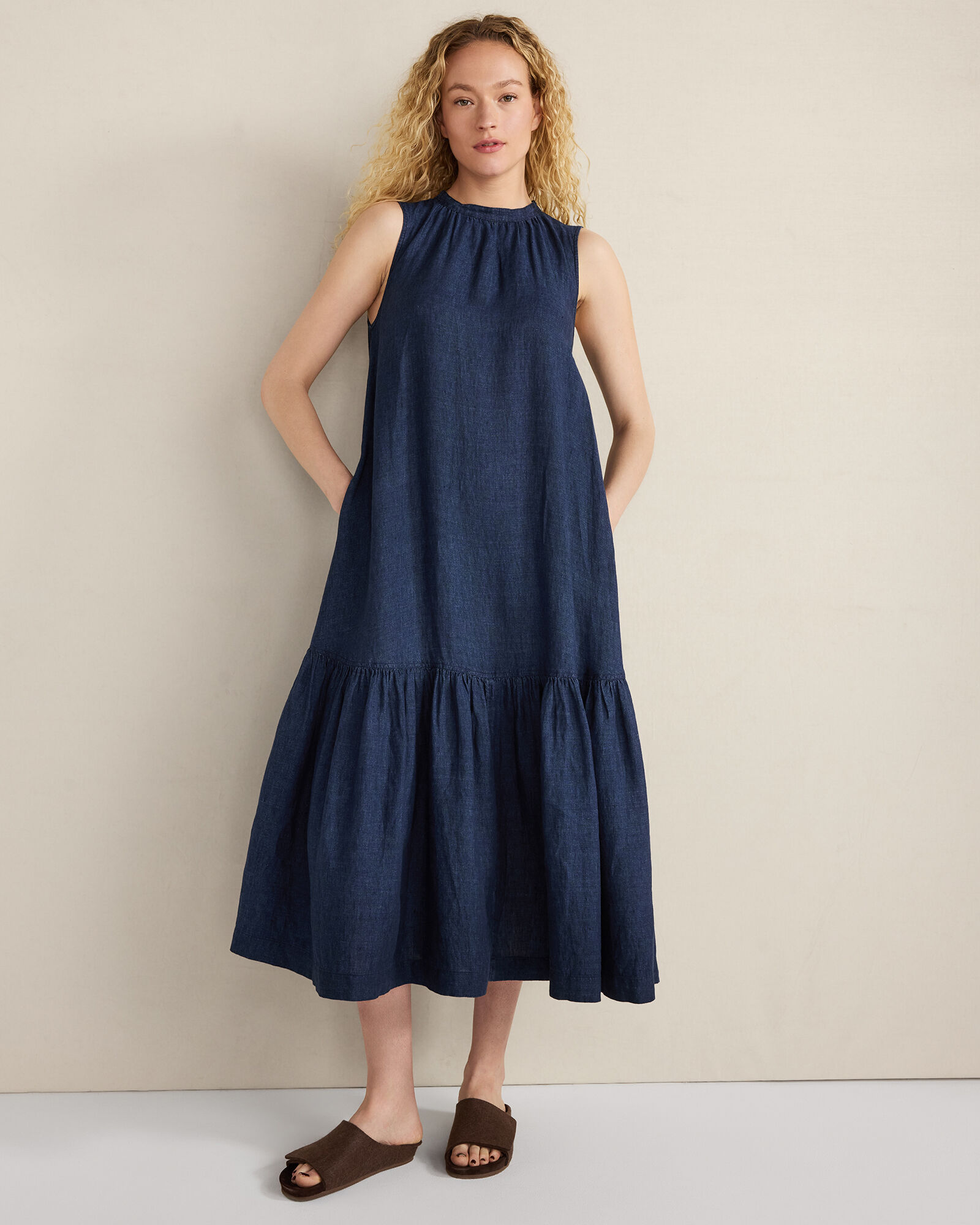 Linen Tiered Midi Dress