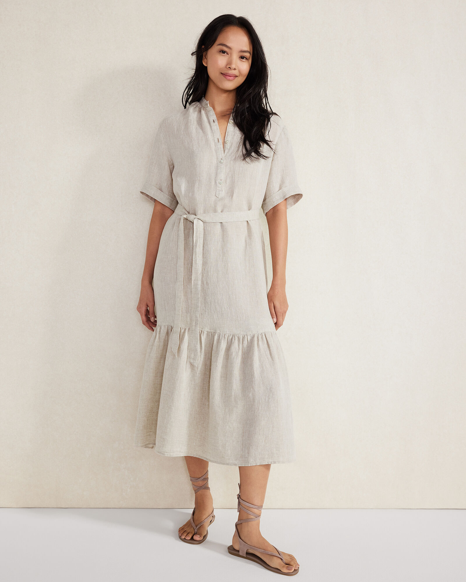Linen Tiered Midi Dress