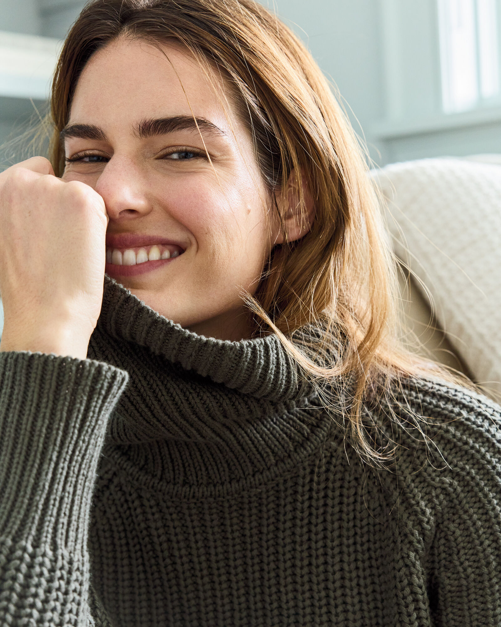 Shaker Knit Funnel Neck Sweater