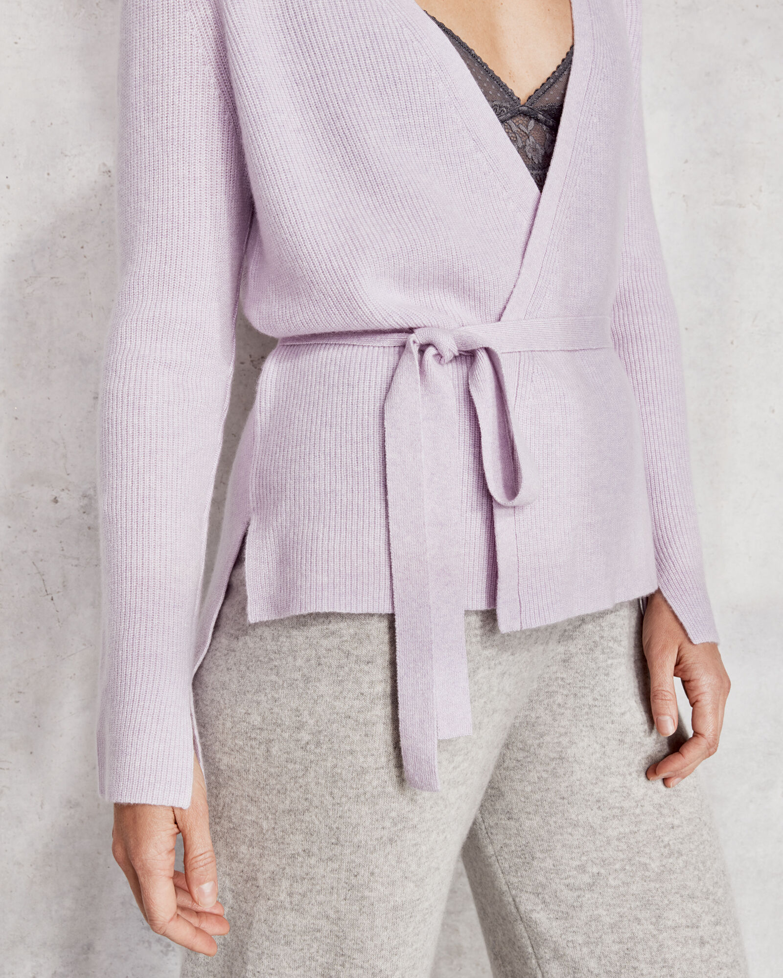 Pure Cashmere Ribbed Wrap Sweater