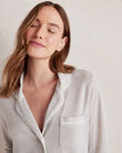 Marled Knit Button-Front Pajama Shirt
