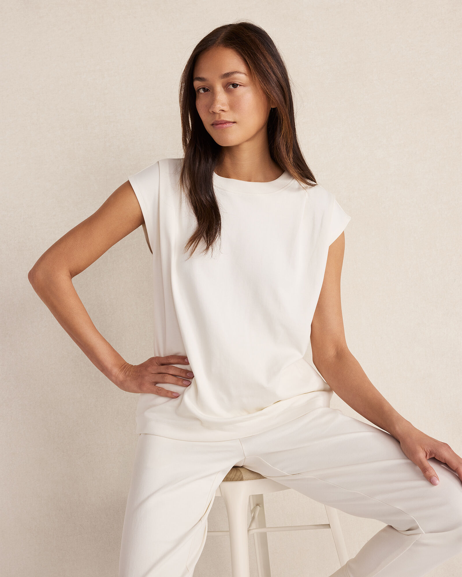 Organic Cotton Interlock Pleated Tee