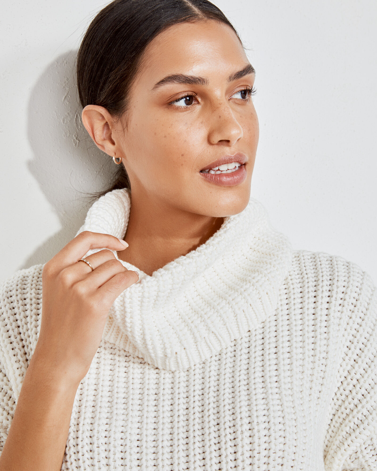 Funnel neck cotton sweater online