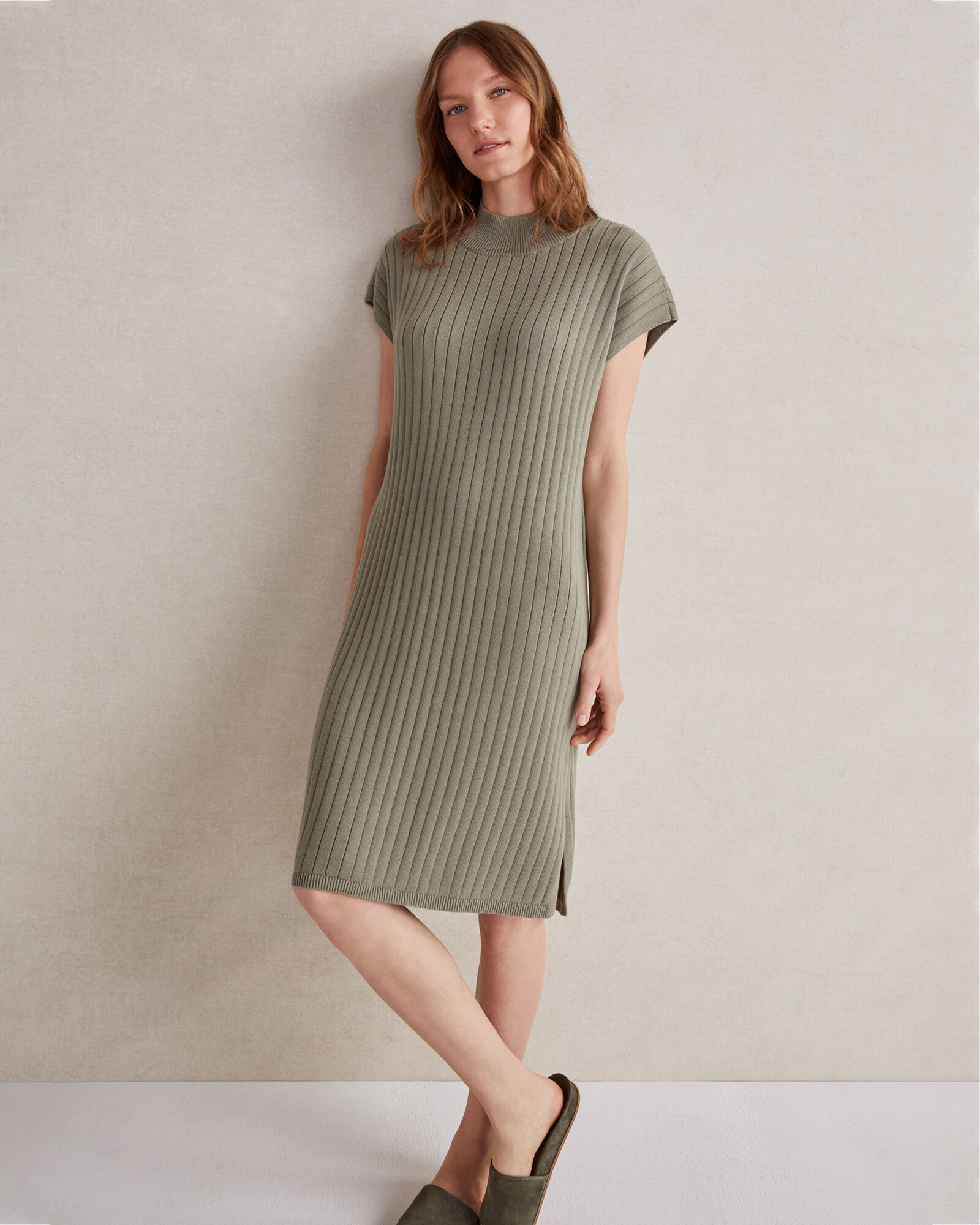 Cotton ribbed dress clearance
