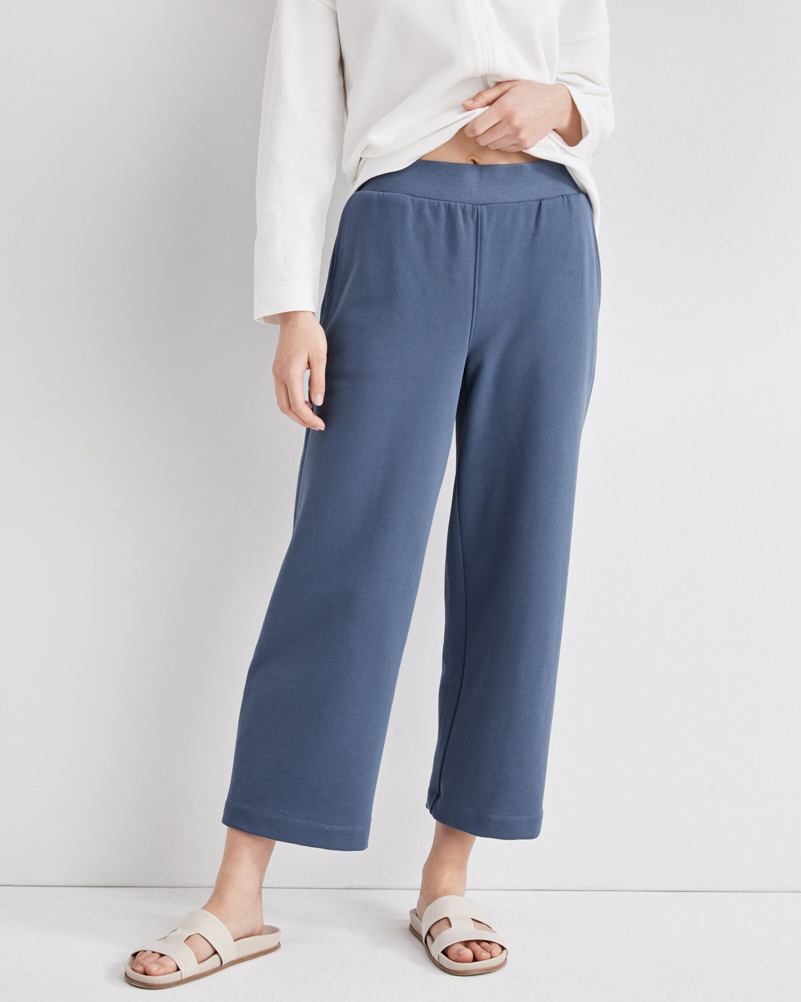 Organic Cotton French Terry Wide Leg Pants