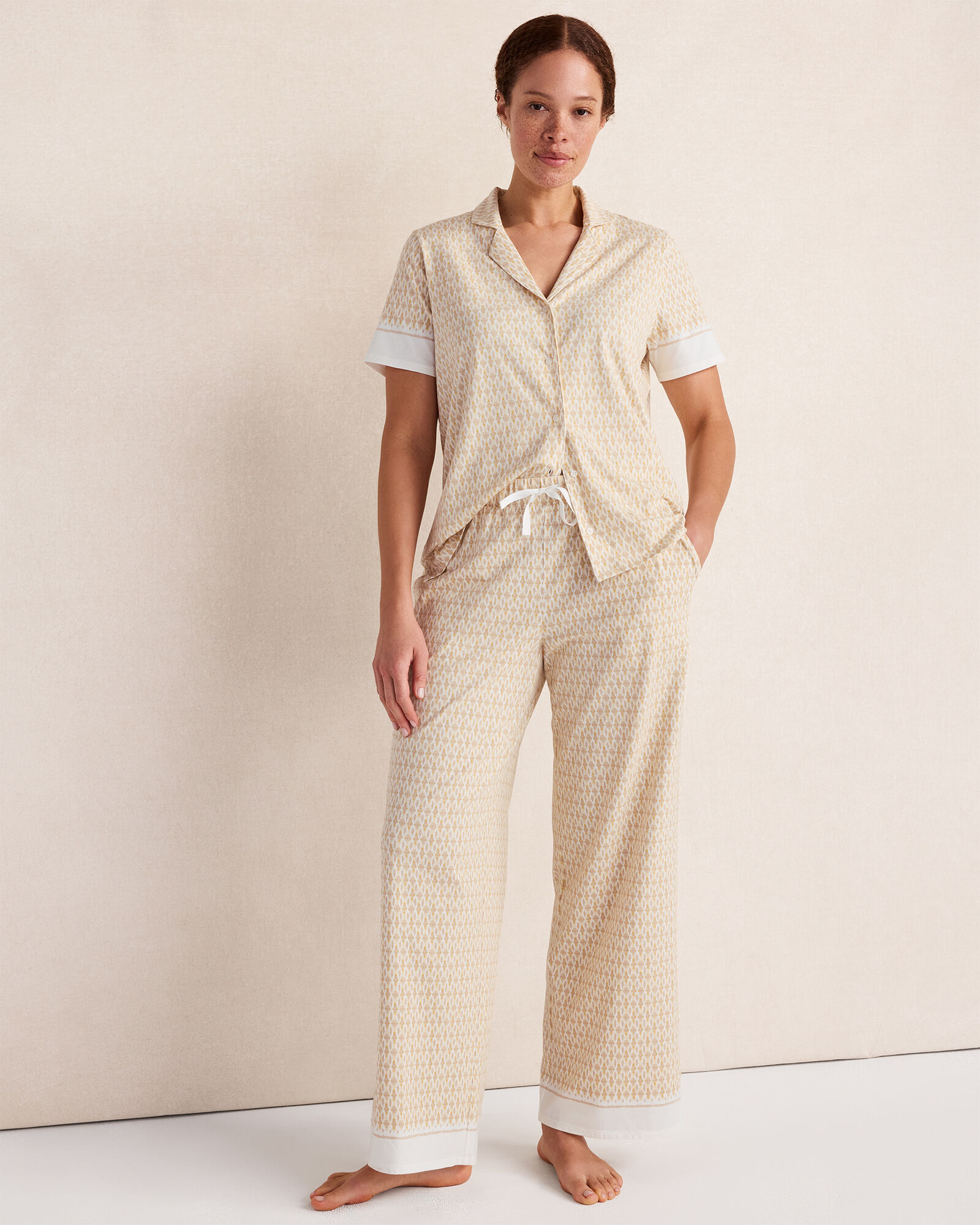 Organic Cotton Jersey Ikat Foulard Pajama Top