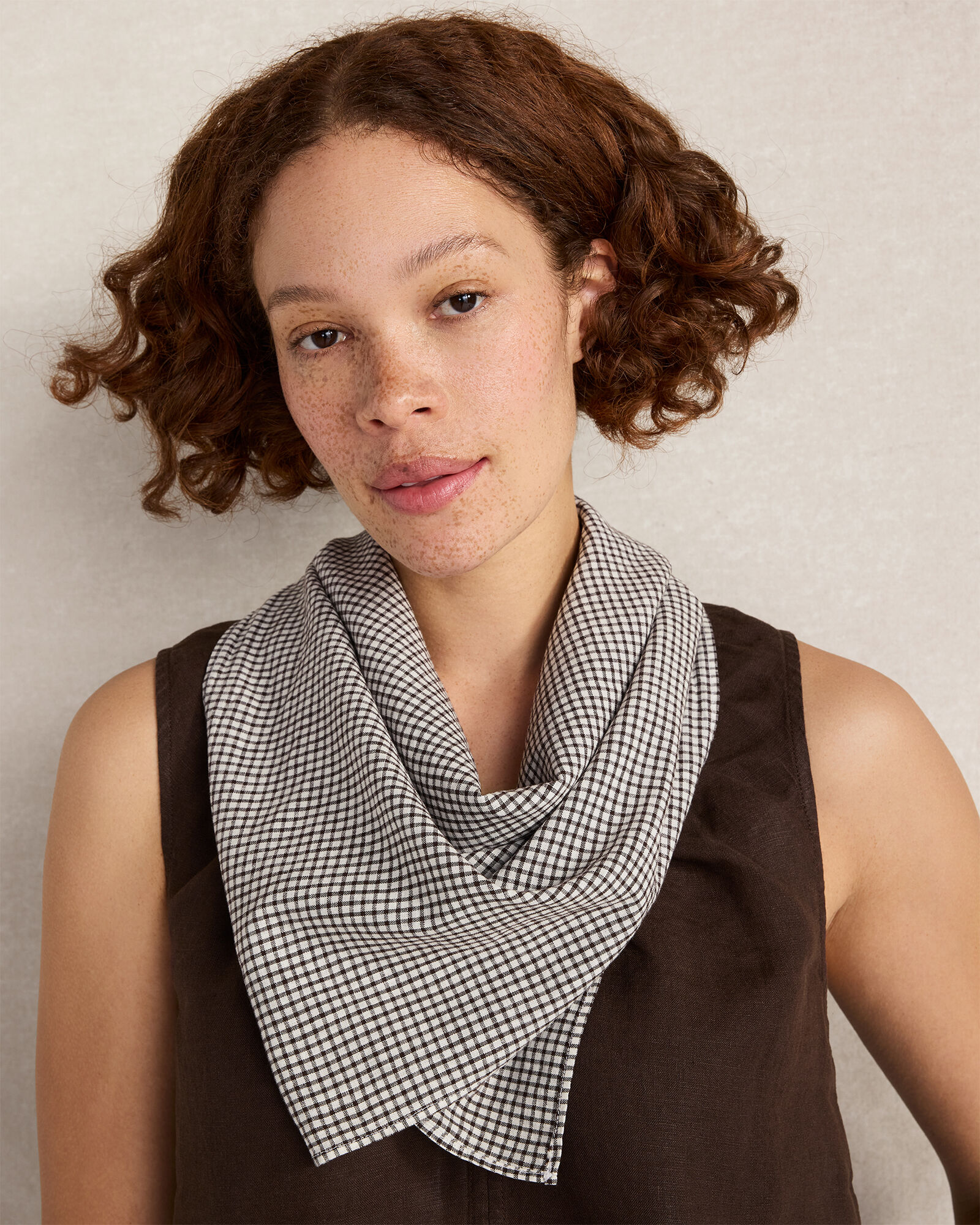 Cotton Linen Gingham Neckerchief