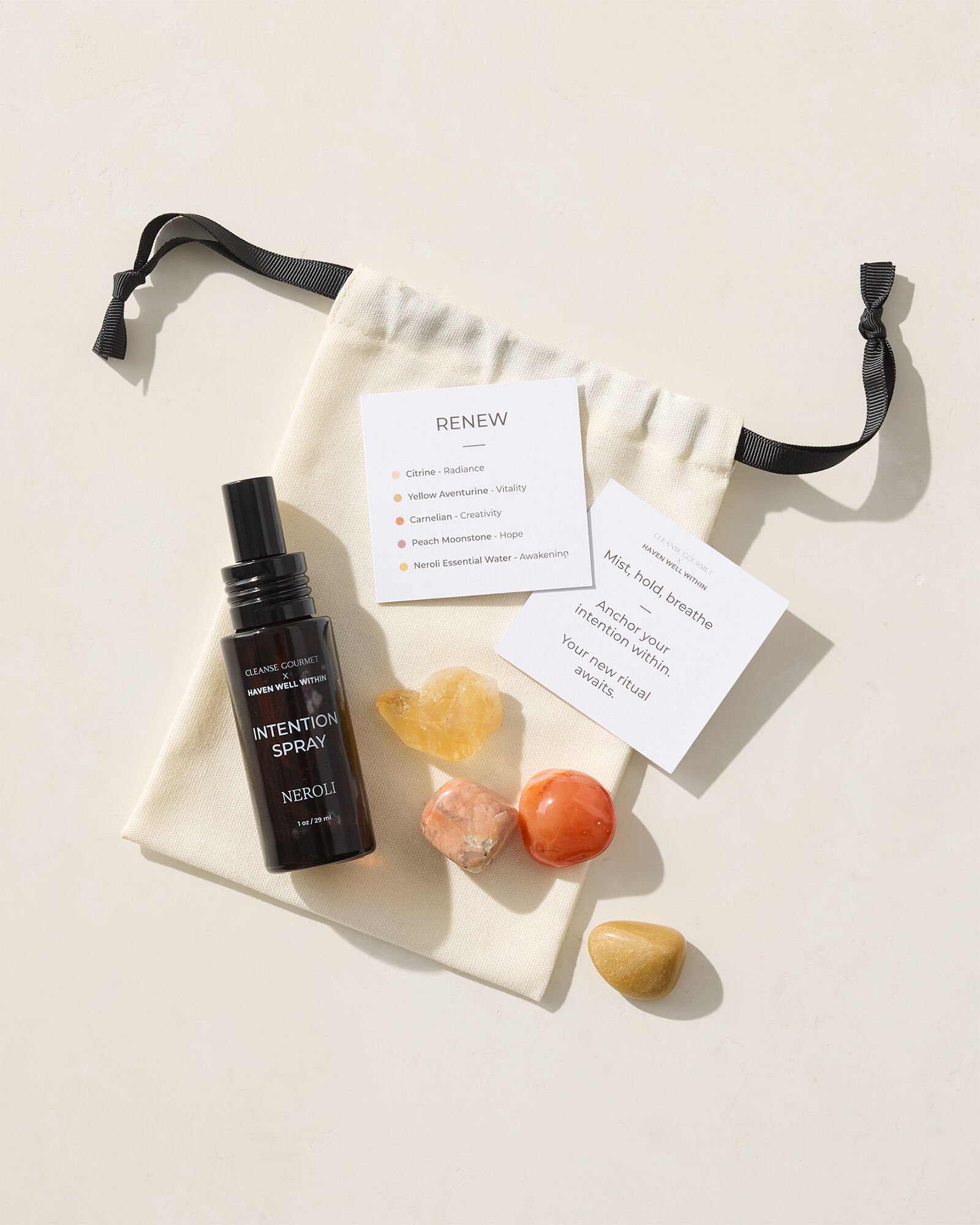 Cleanse Gourmet x Haven Well Within 'Renew' Intention Crystal Kit