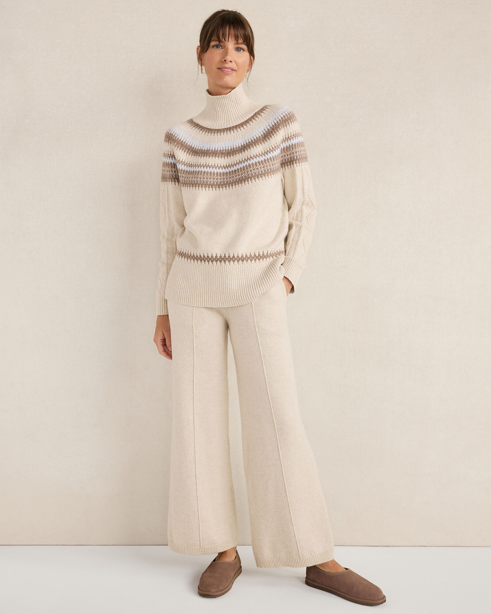 Organic Cotton Blend Pintuck Wide Leg Pants