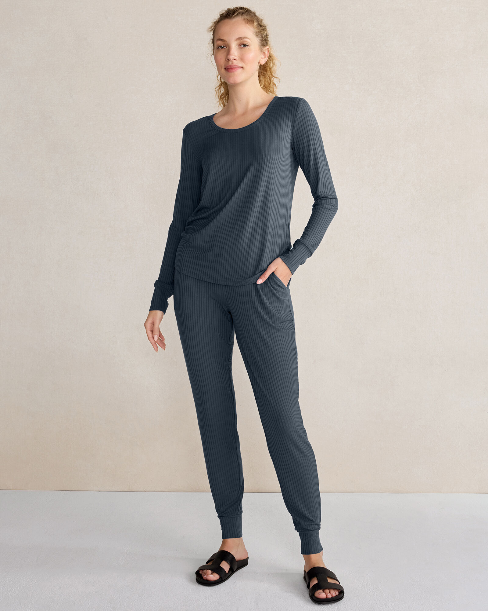 Resti Drapey Rib Knit Long Sleeve Top