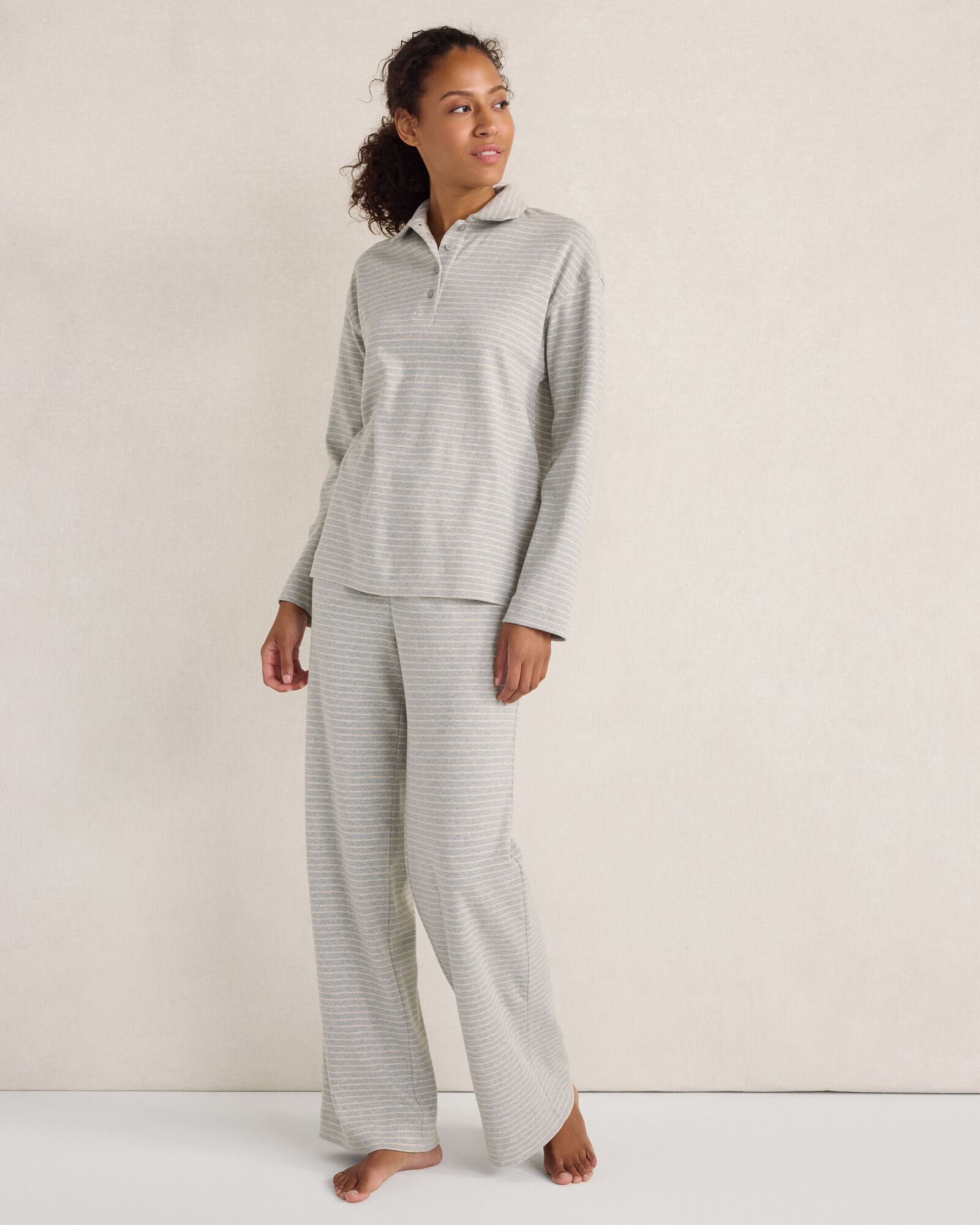 Resti Brushed Organic Cotton Interlock Wide Leg Pants