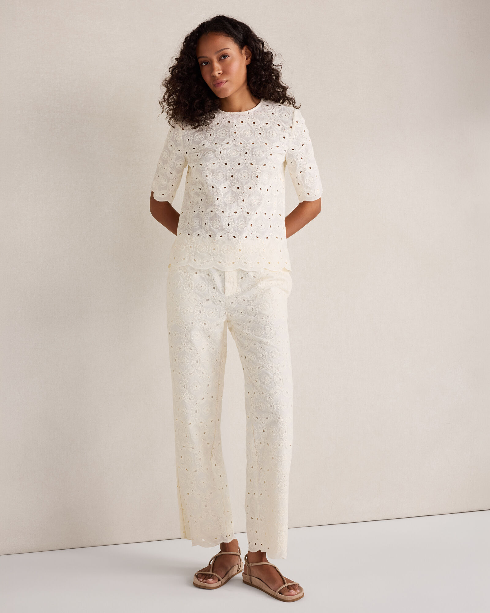 Organic Cotton Eyelet Pants
