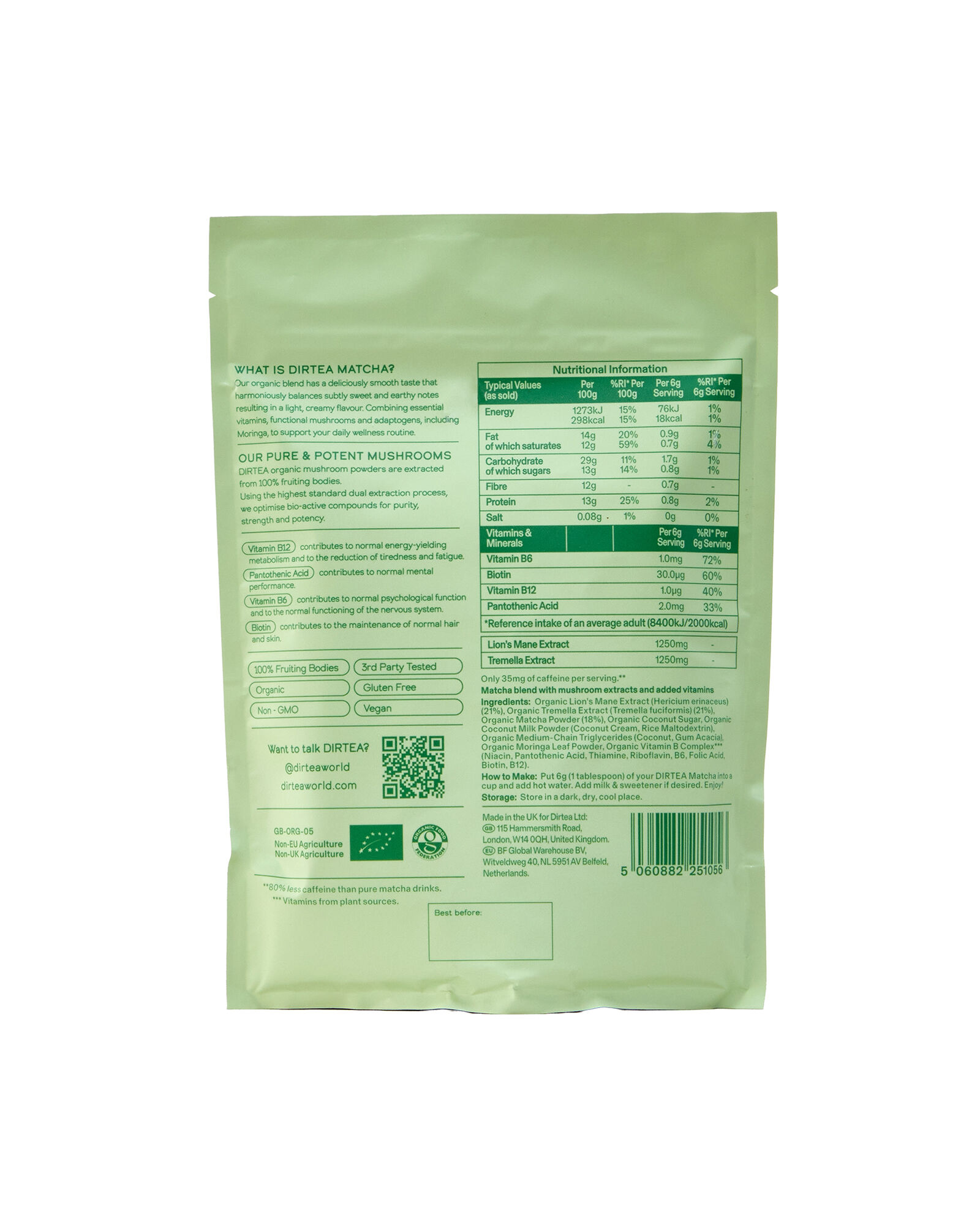 DIRTEA Mushroom Super Blend Matcha