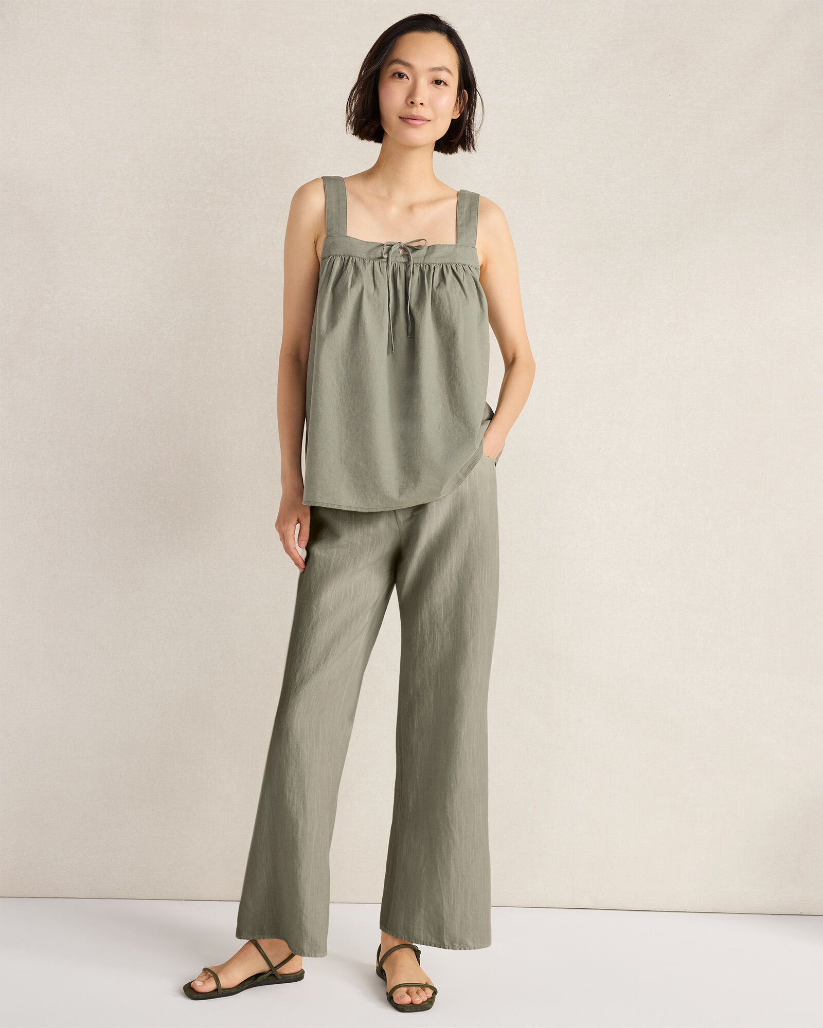 Organic Cotton Linen Square Neck Top