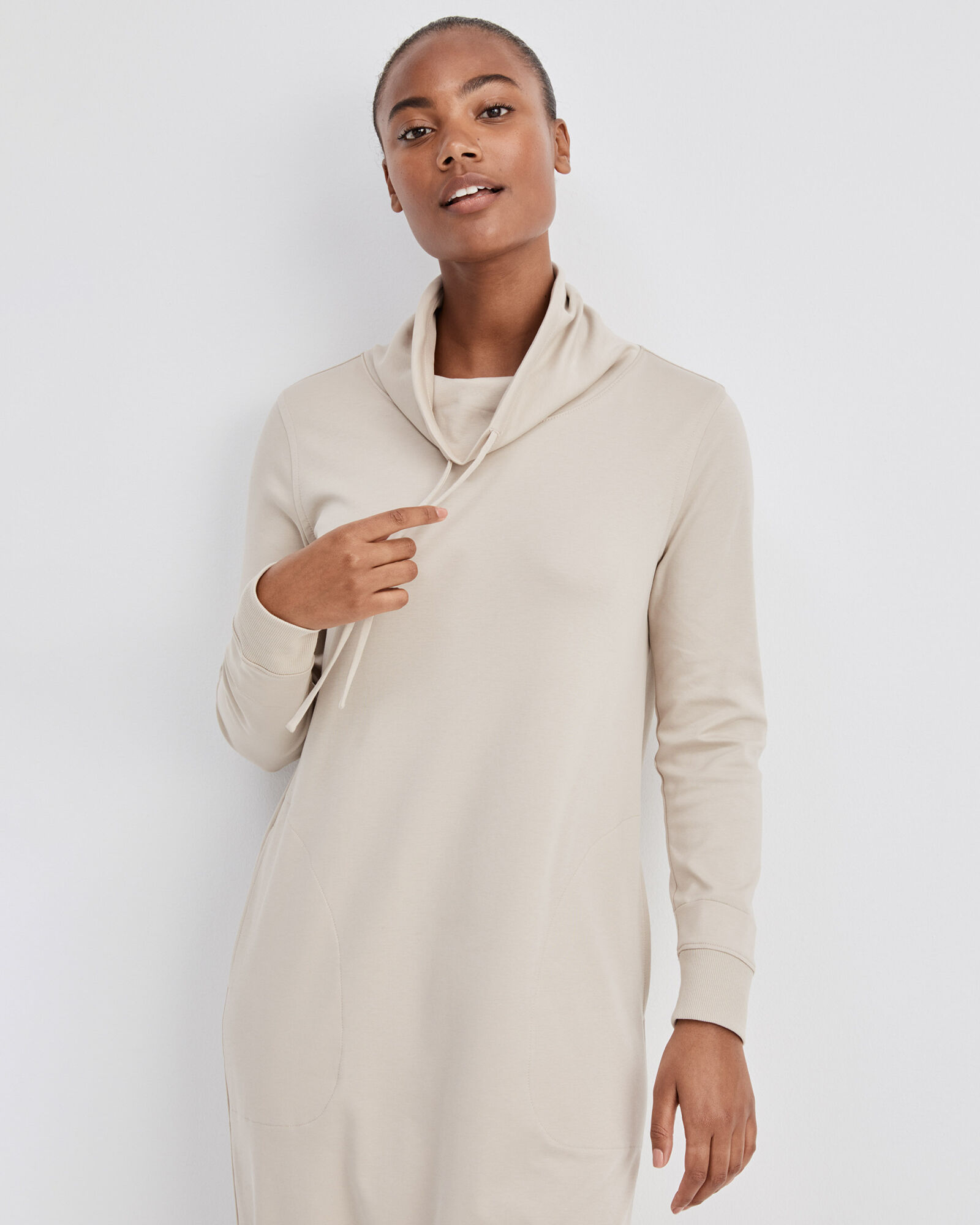 Organic Cotton Interlock Cowlneck Lounge Dress | Haven Well Within