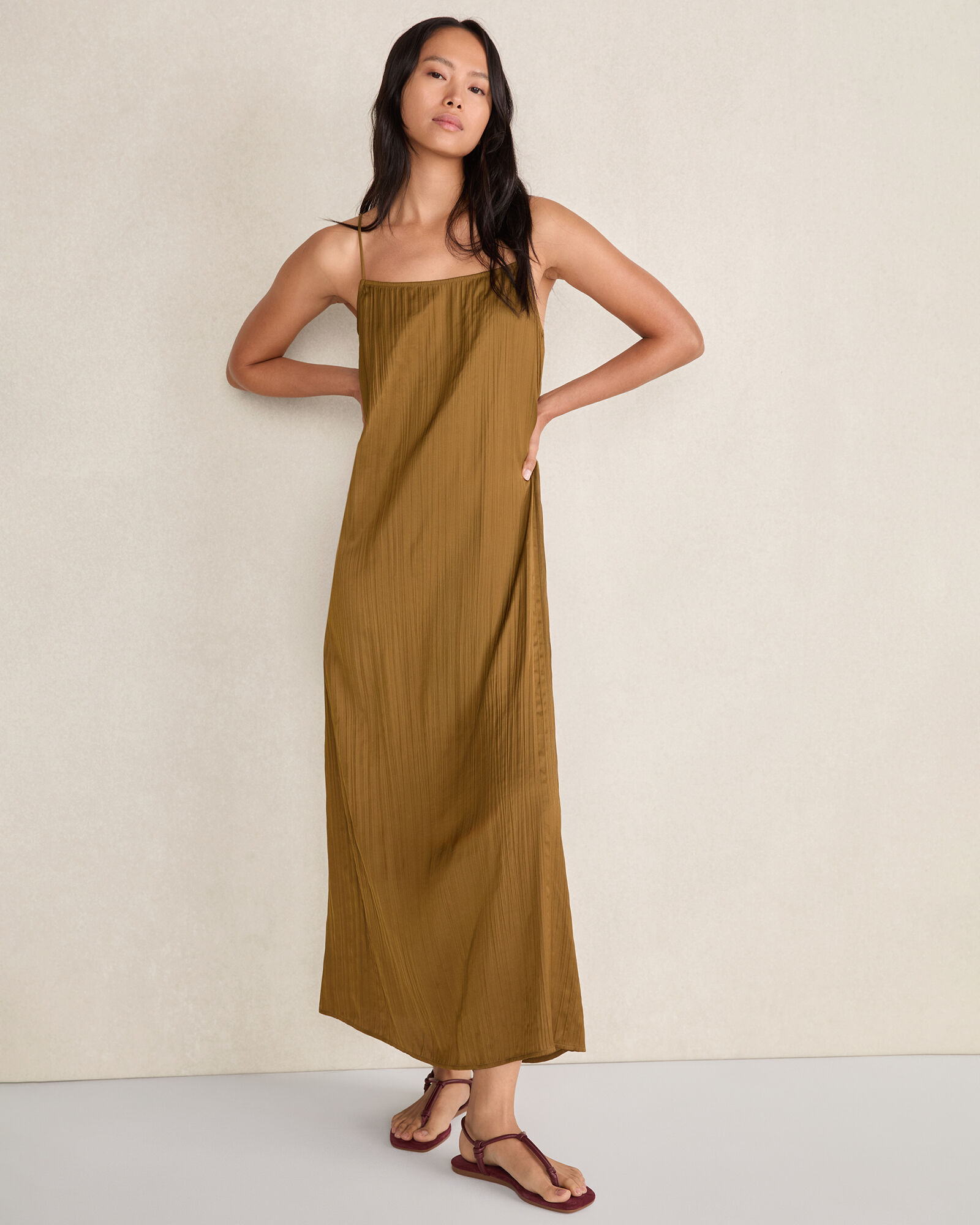 Silky Pleated Maxi Dress