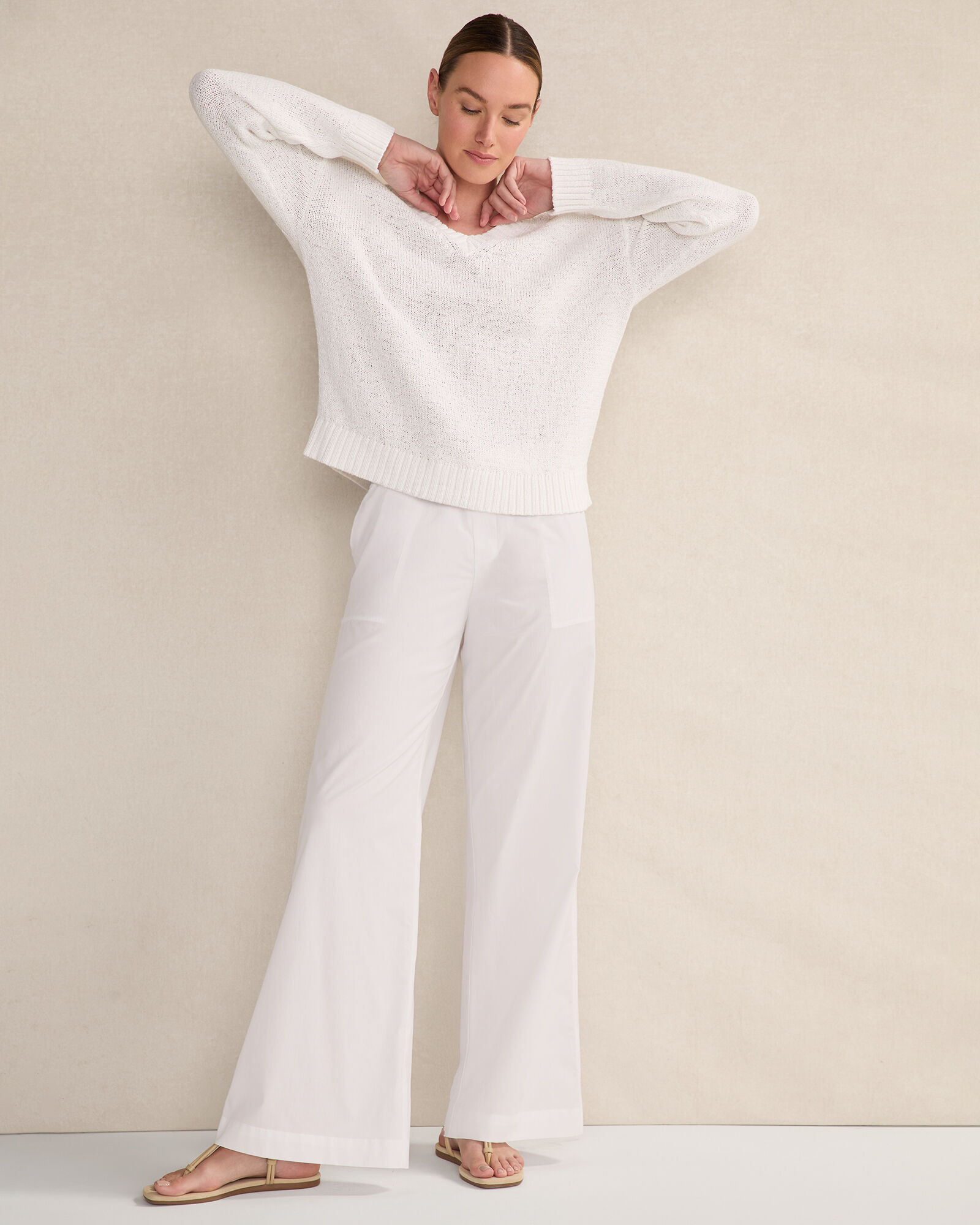 Organic Cotton Flat Tape V-Neck Sweater