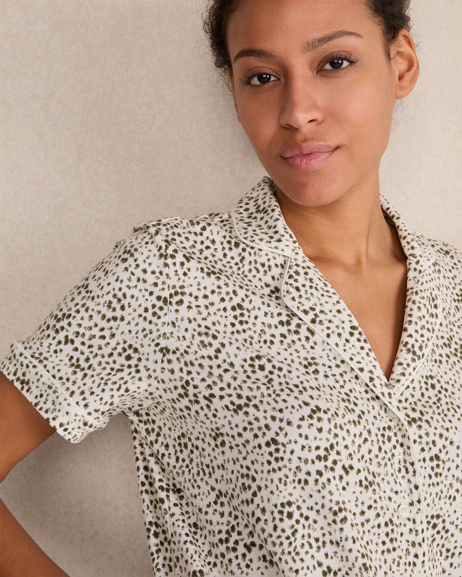 Organic Cotton Jersey Animal Dot Pajama Top