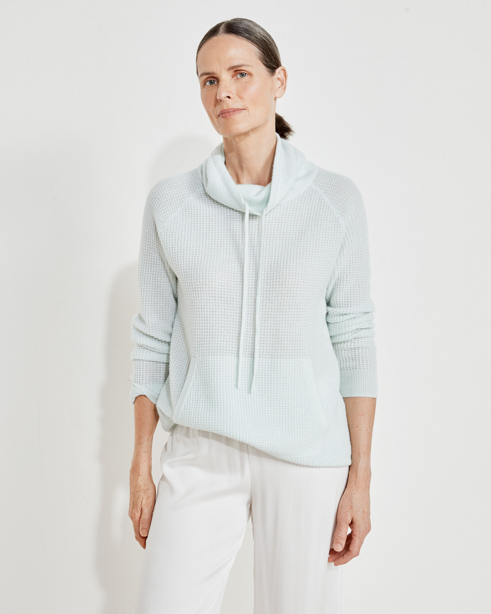 Pure Cashmere Waffle Texture Stitch Sweater