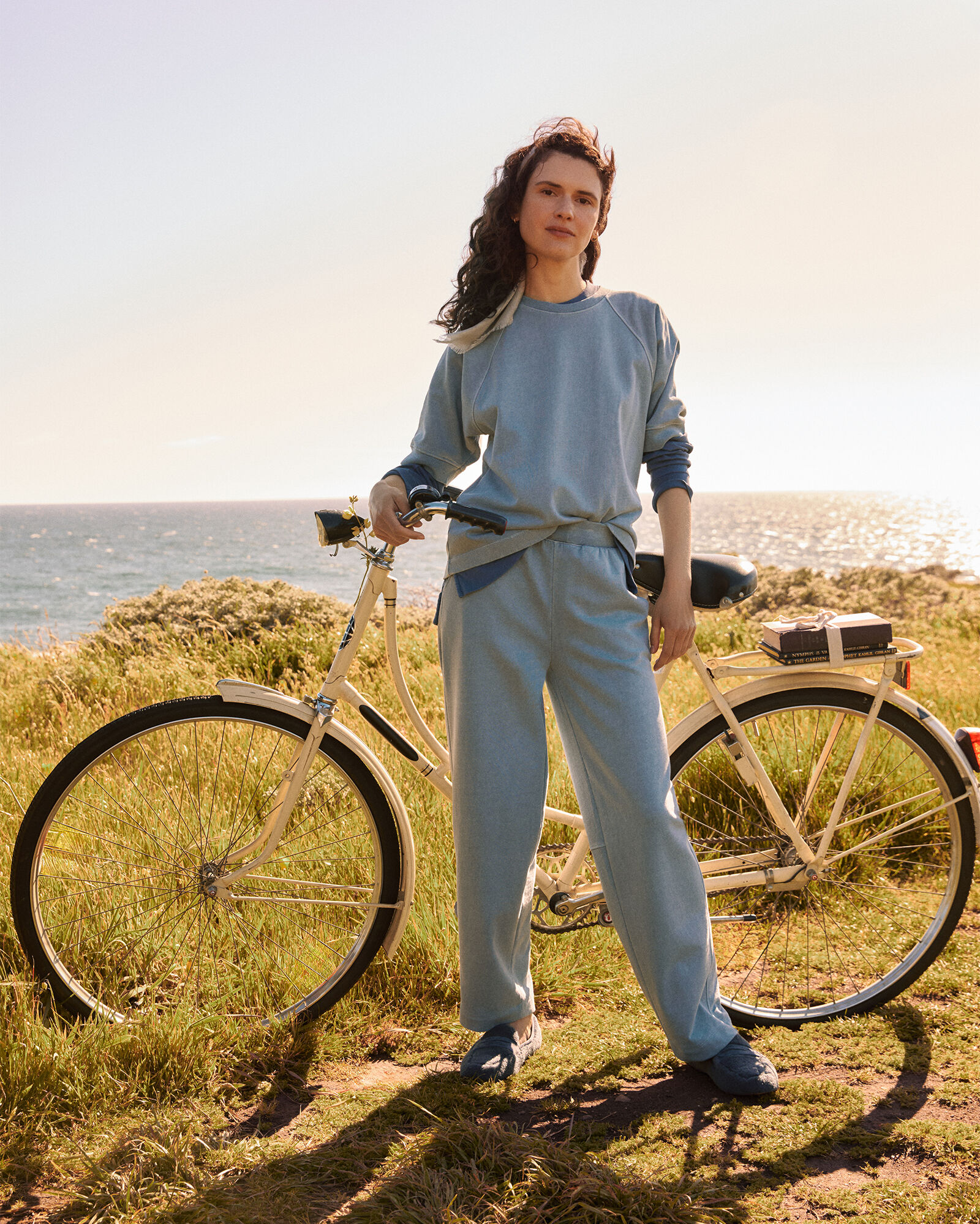 Organic Cotton Terry Barrel Leg Pants