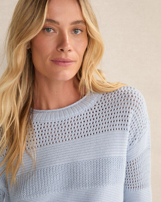 Organic Cotton Open Stitch Crewneck Sweater