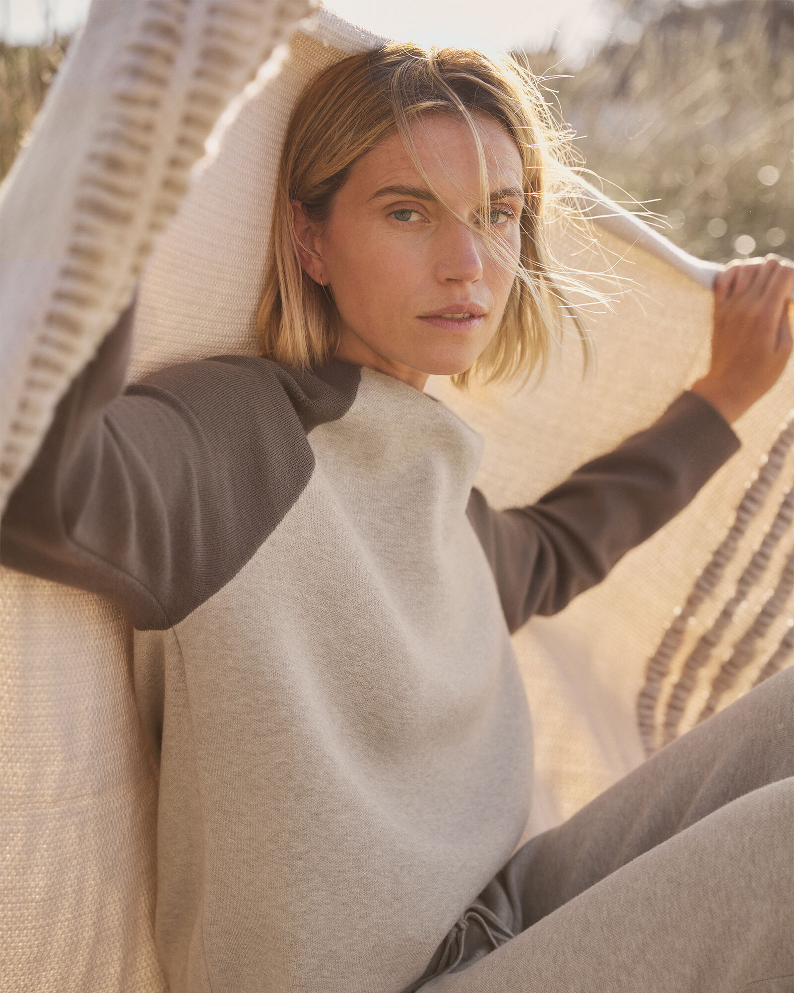 Viscose Blend Colorblock Crewneck