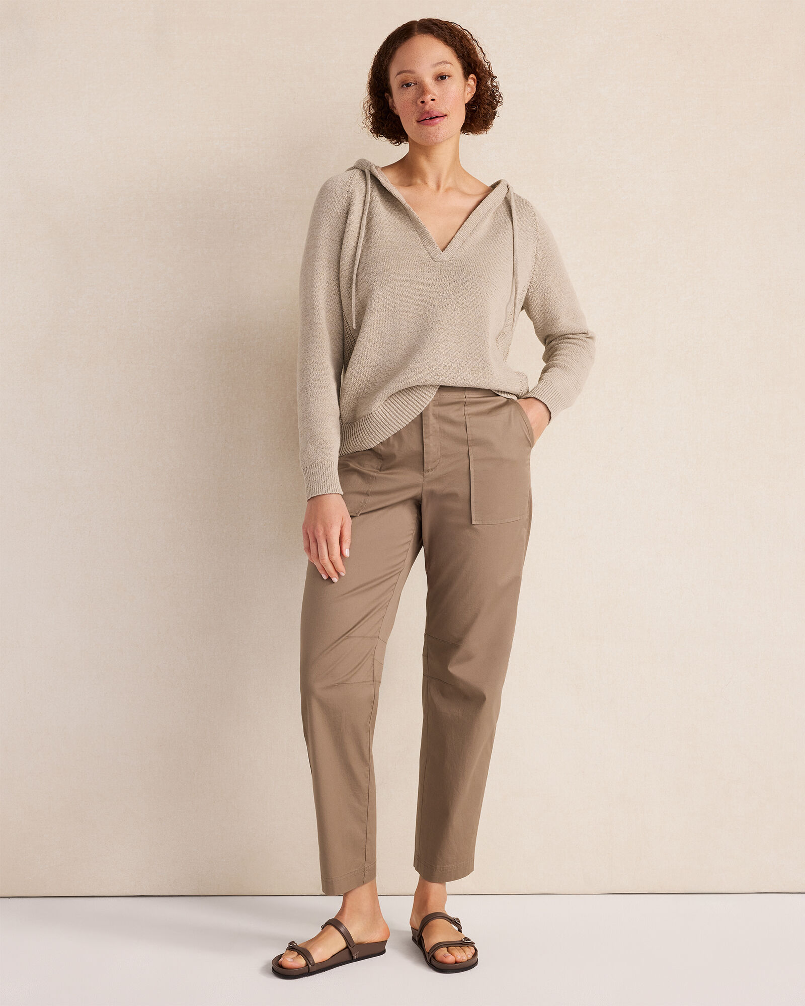 Organic Cotton Twill Slim Barrel Leg Pants
