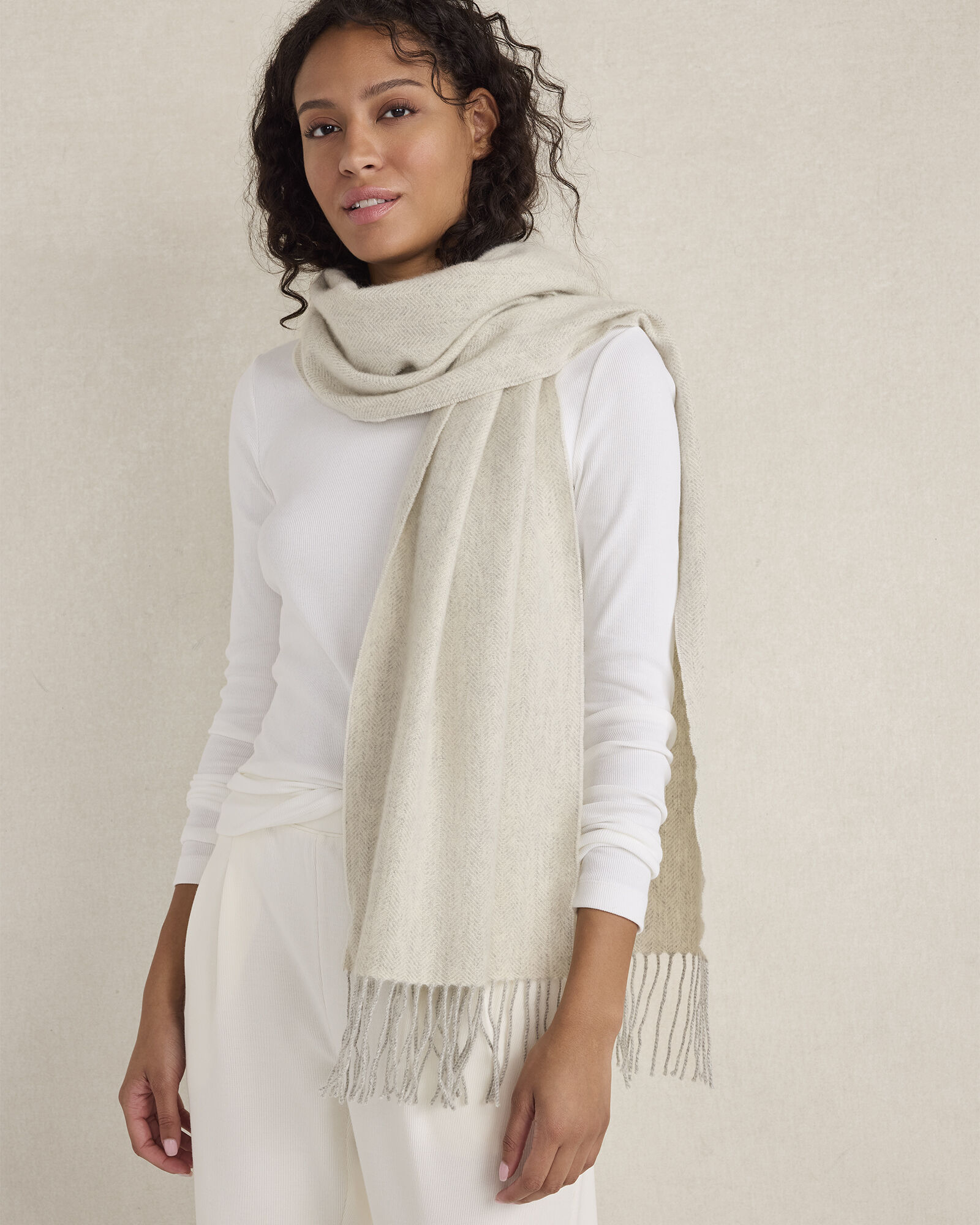 Cashmere Herringbone Woven Scarf