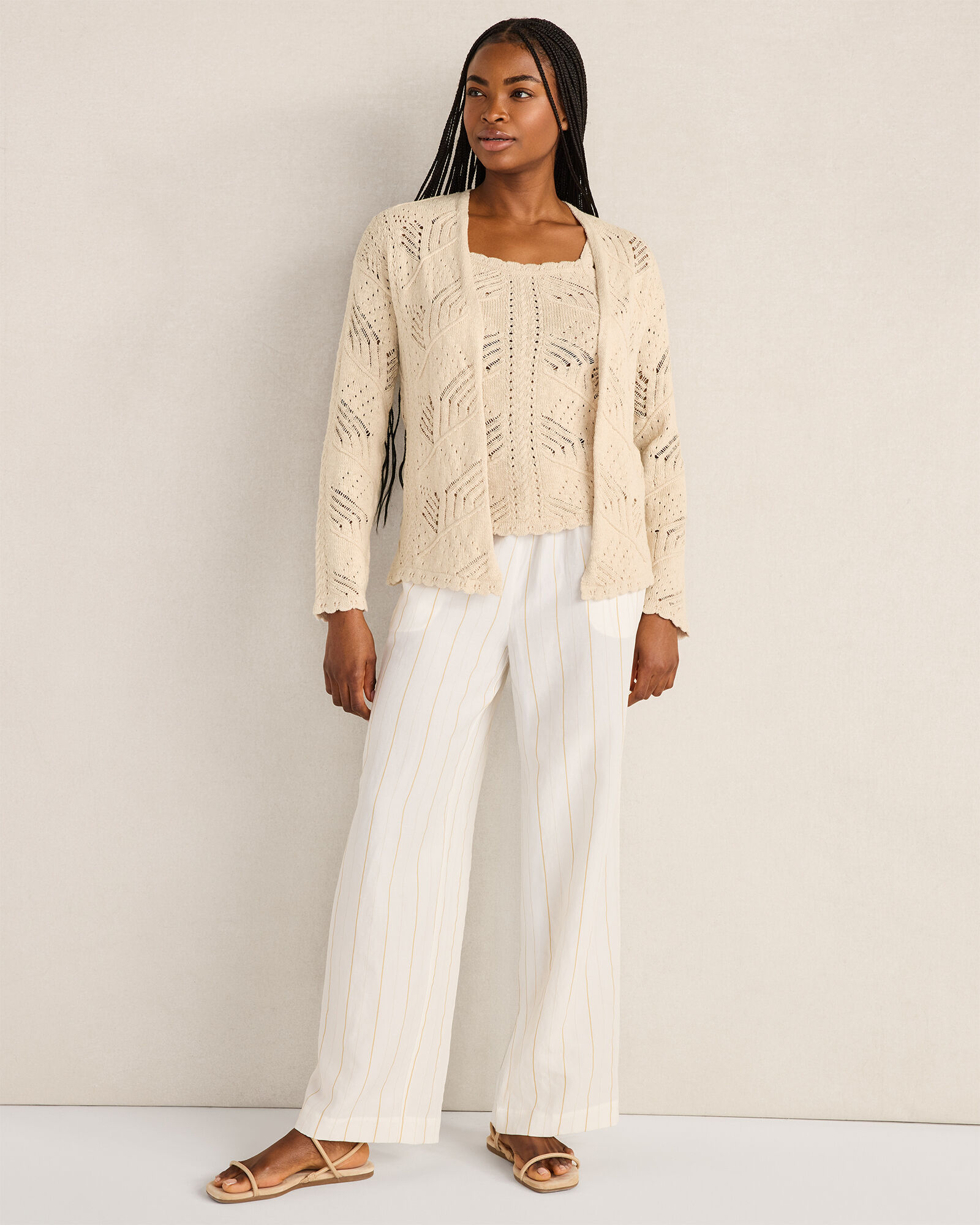 Organic Cotton Pointelle Stitch Cardigan