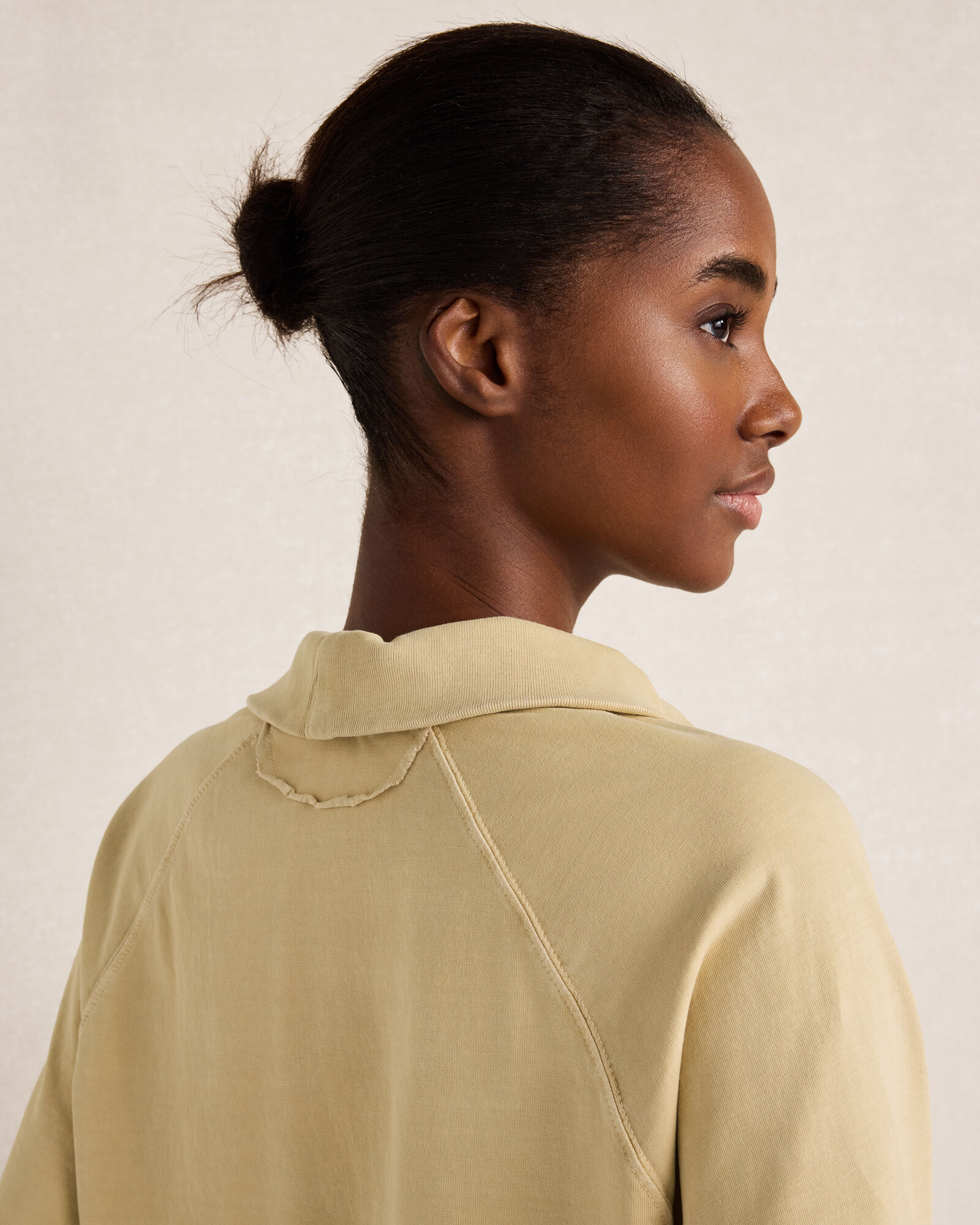 Garment-Dyed Organic Cotton Jersey Johnny Collar Top