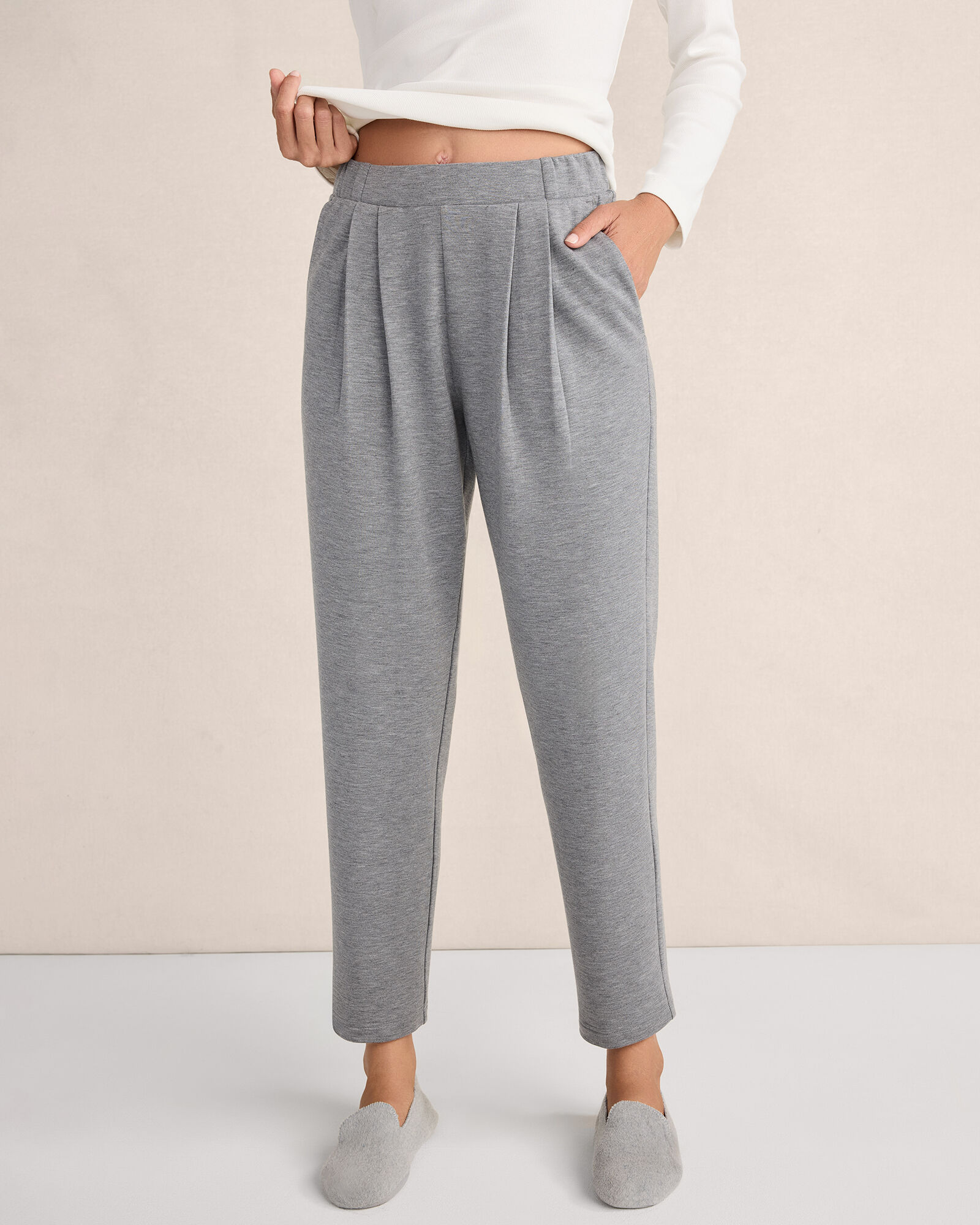 Fleece Pleated-Front Tapered Pants | Haven Well Within