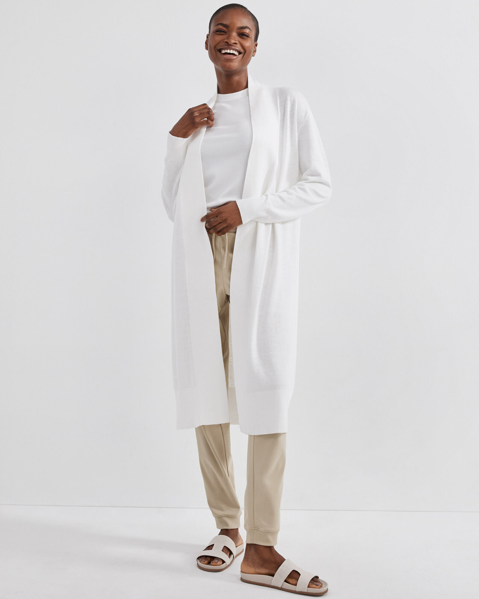 White linen duster best sale coat