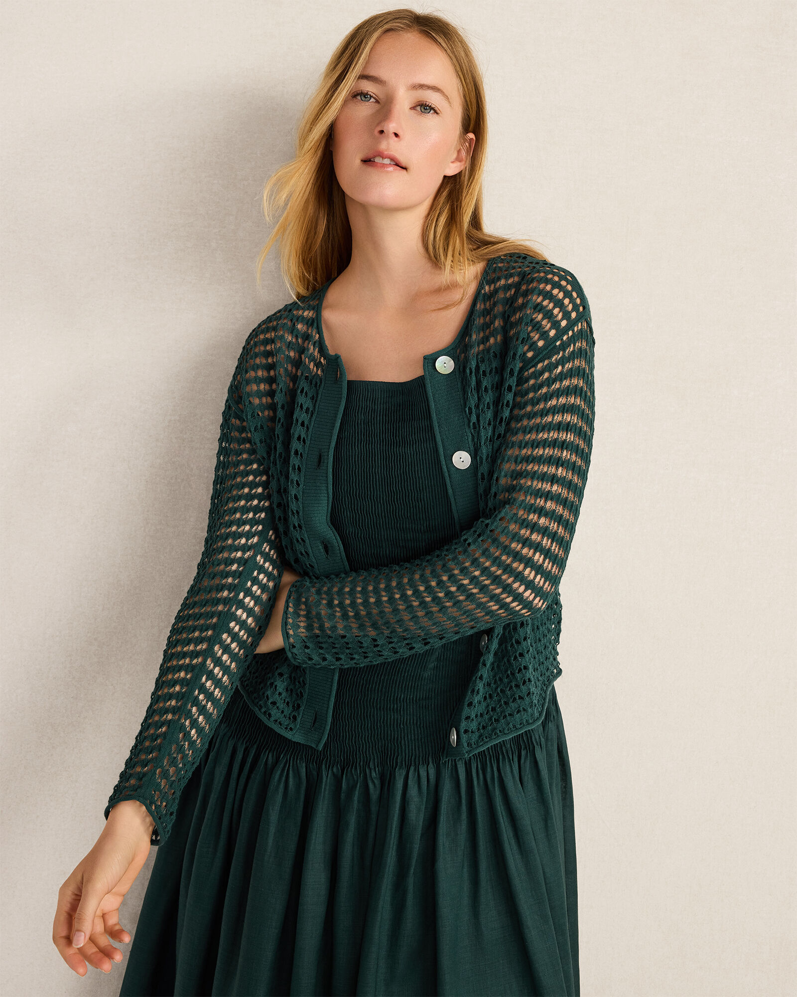 Organic Cotton Pointelle Cardigan