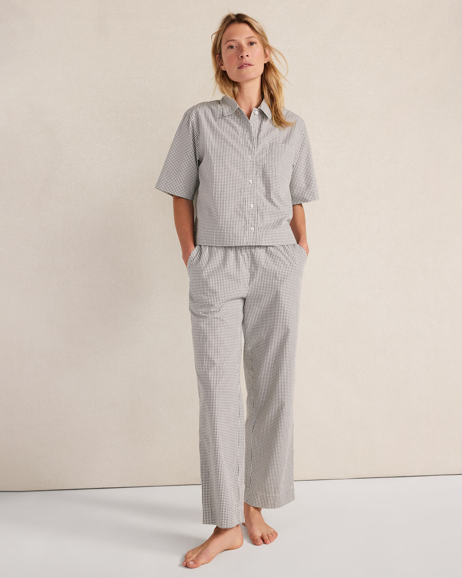 Organic Cotton Poplin Gingham Pajama Pants