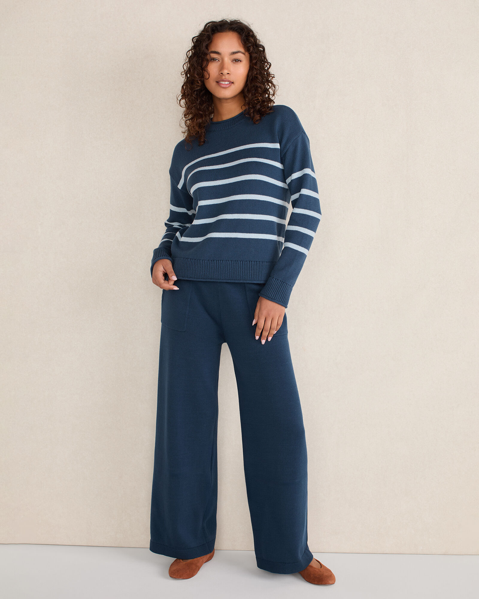 Organic Cotton Stripe Roll Neck Sweater