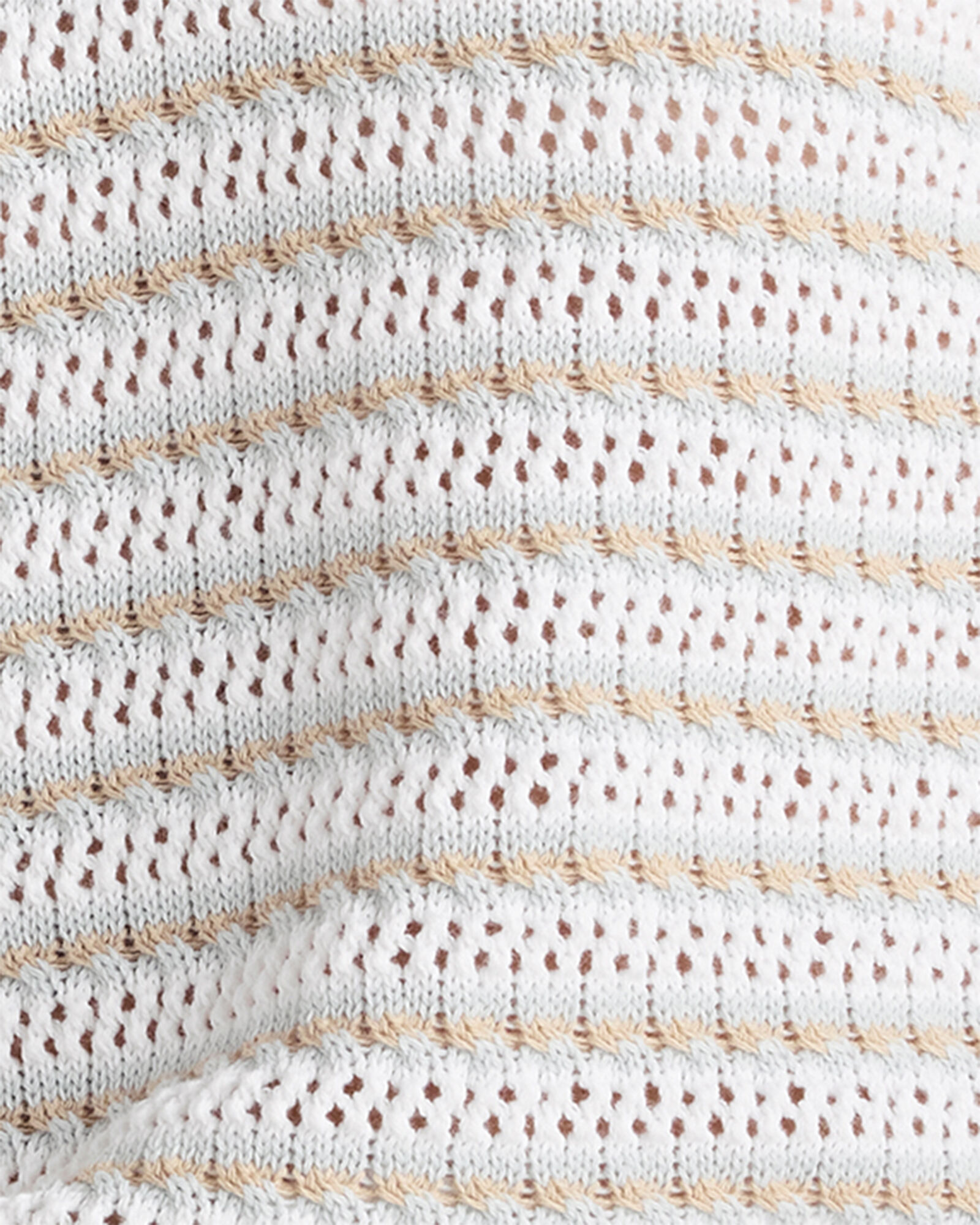 Organic Cotton Stripe Mixed Stitch Johnny Collar Sweater