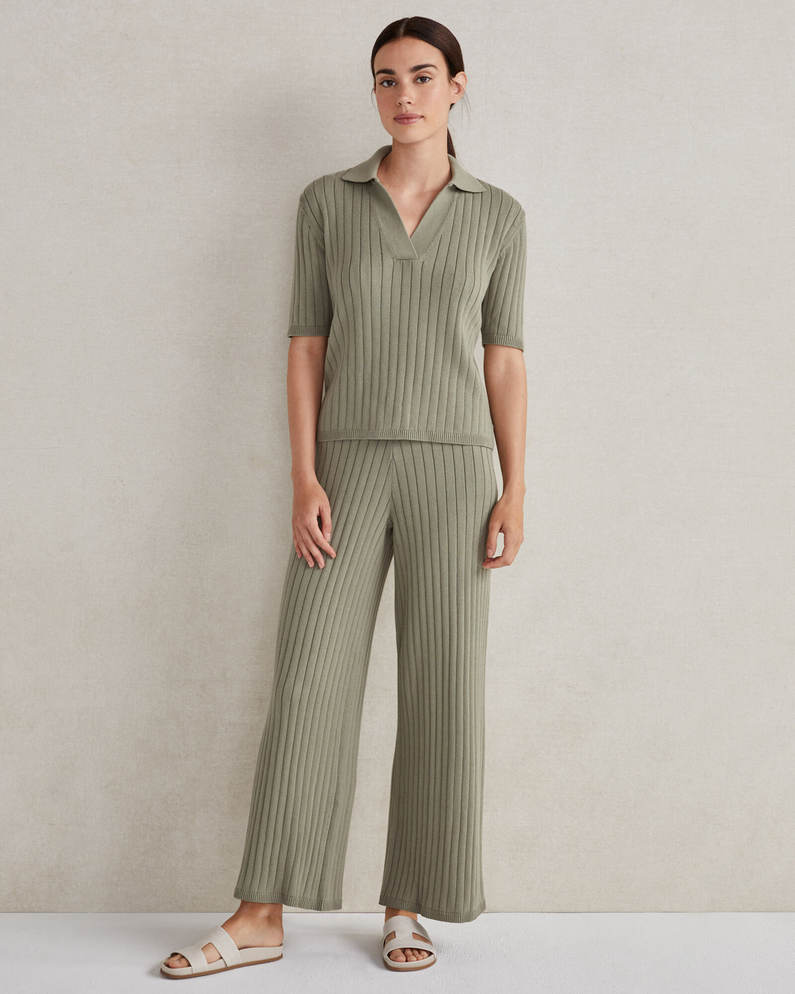 Organic Cotton Wide Rib Pants