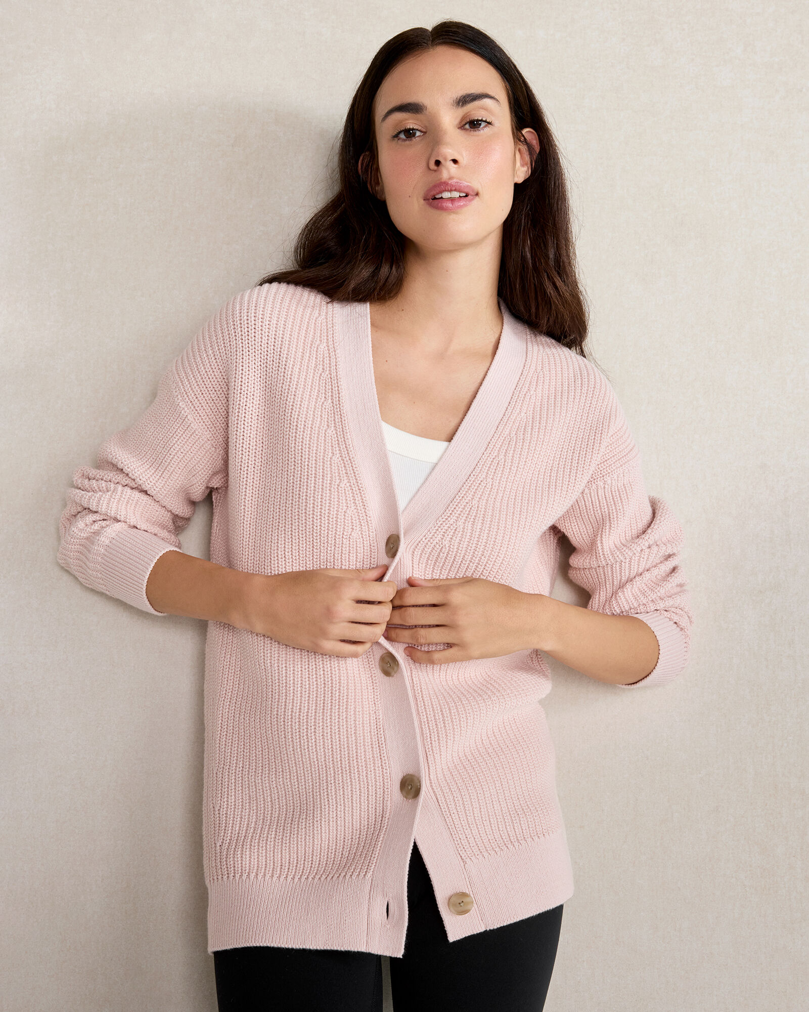 Organic Cotton Shaker Stitch Cardigan Talbots
