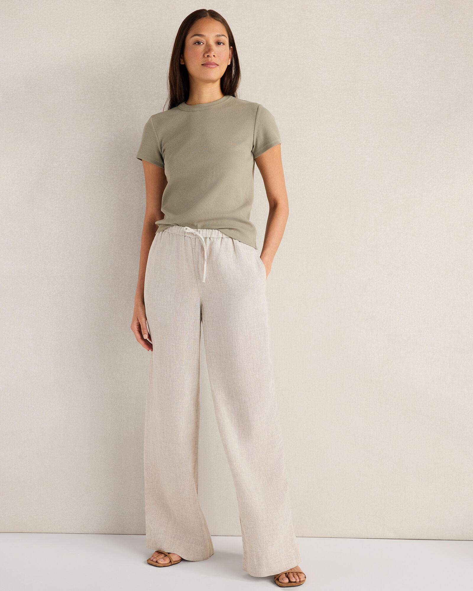 Linen Wide Leg Drawstring Pants