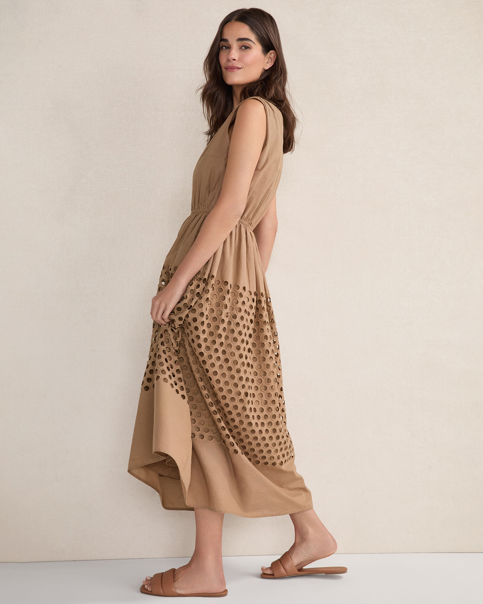 Organic Cotton Honeycomb Eyelet Midi Dress | Haven Well Within