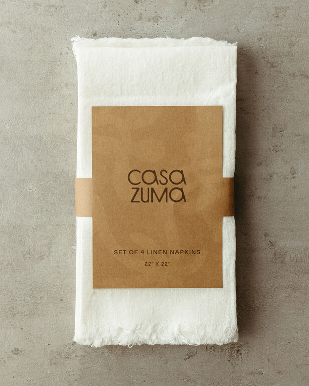 Casa Zuma Frayed Linen Napkin Set