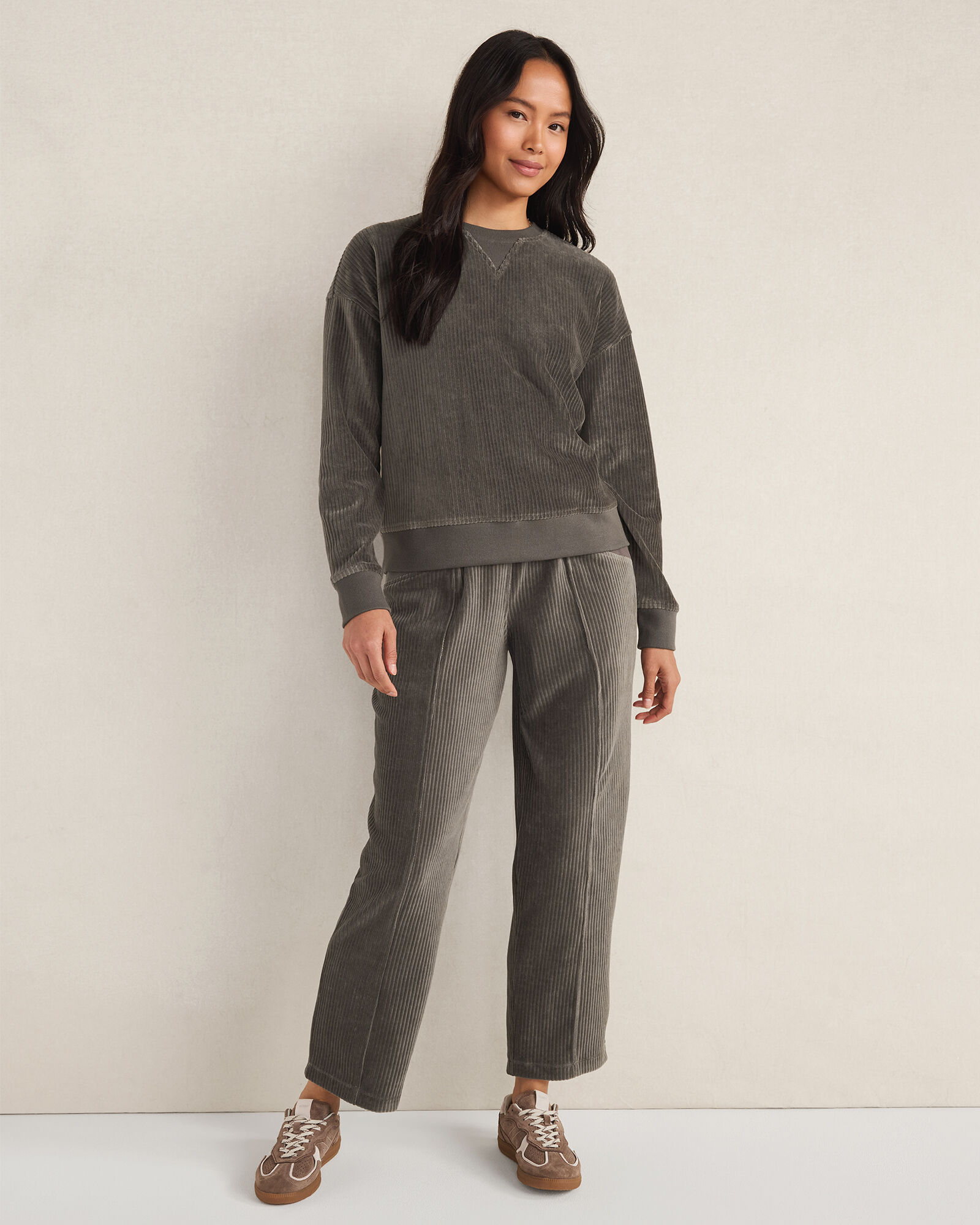 Corded Velour Crewneck Pullover